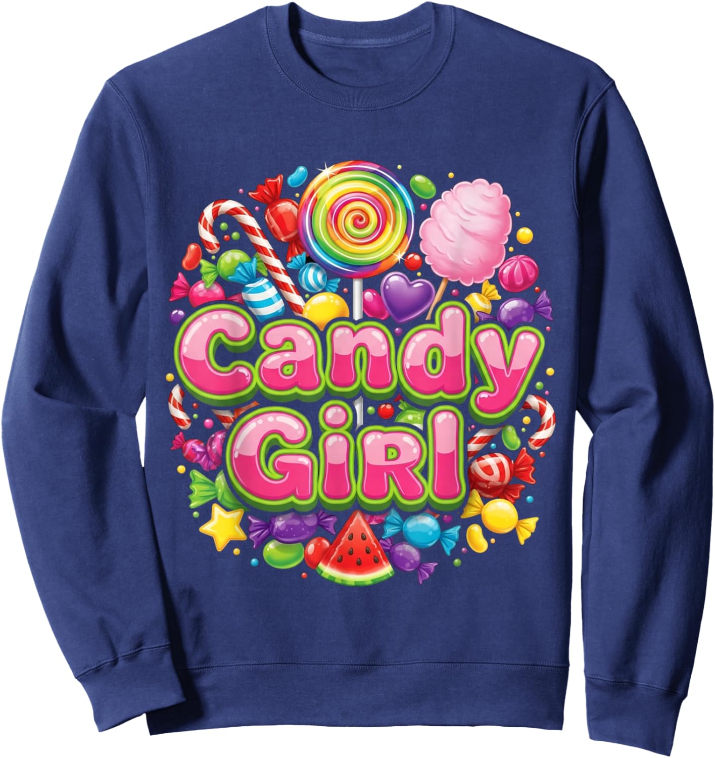 Candy and Girl Candy Lovers Cute Cotton Sweetie Candy Lover Sweatshirt - Sweatshirt | Navy