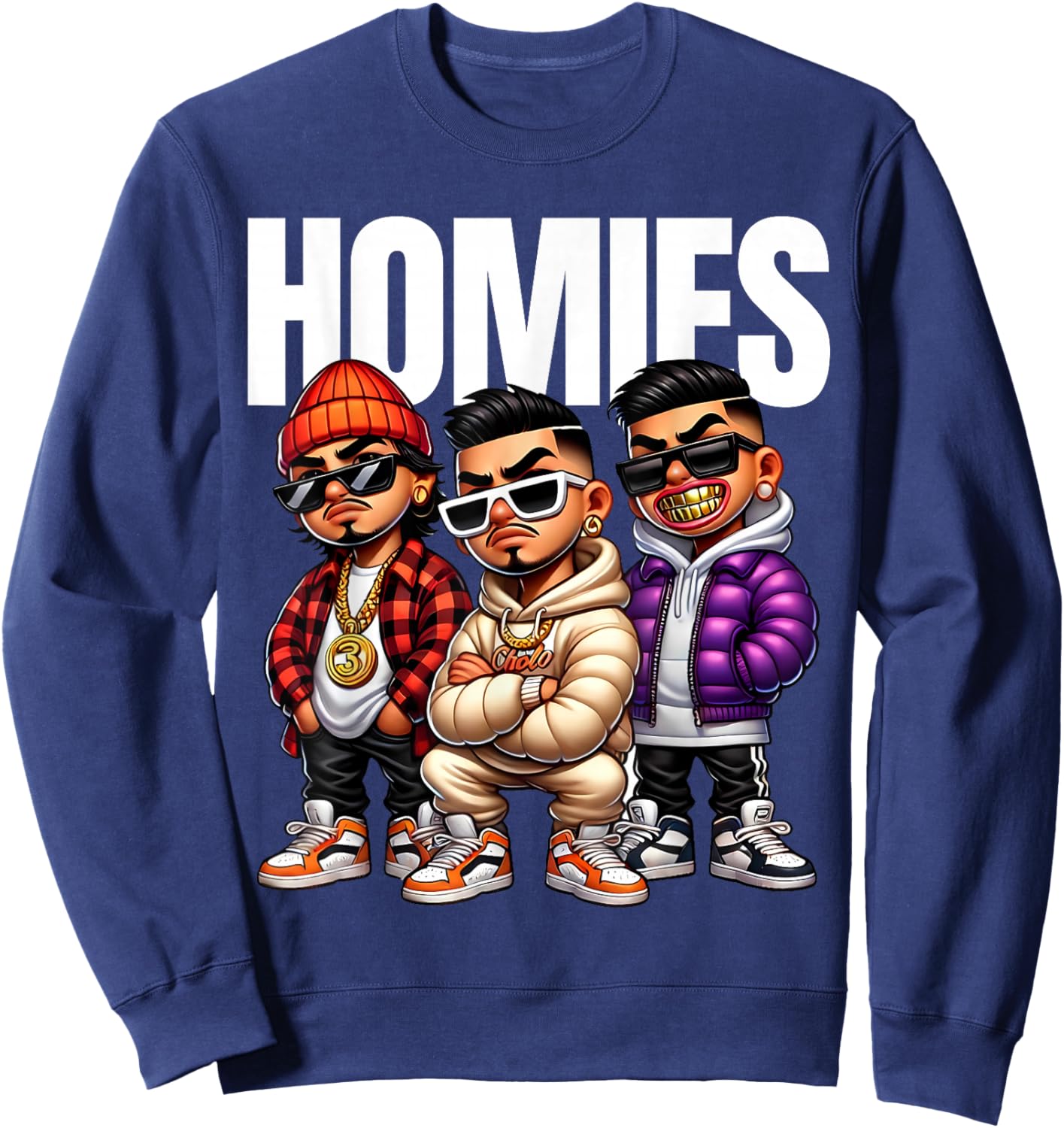 Cool Urban Cholo Cultura Chicano Latino Mexican Pride Homies Sweatshirt - Sweatshirt | Navy