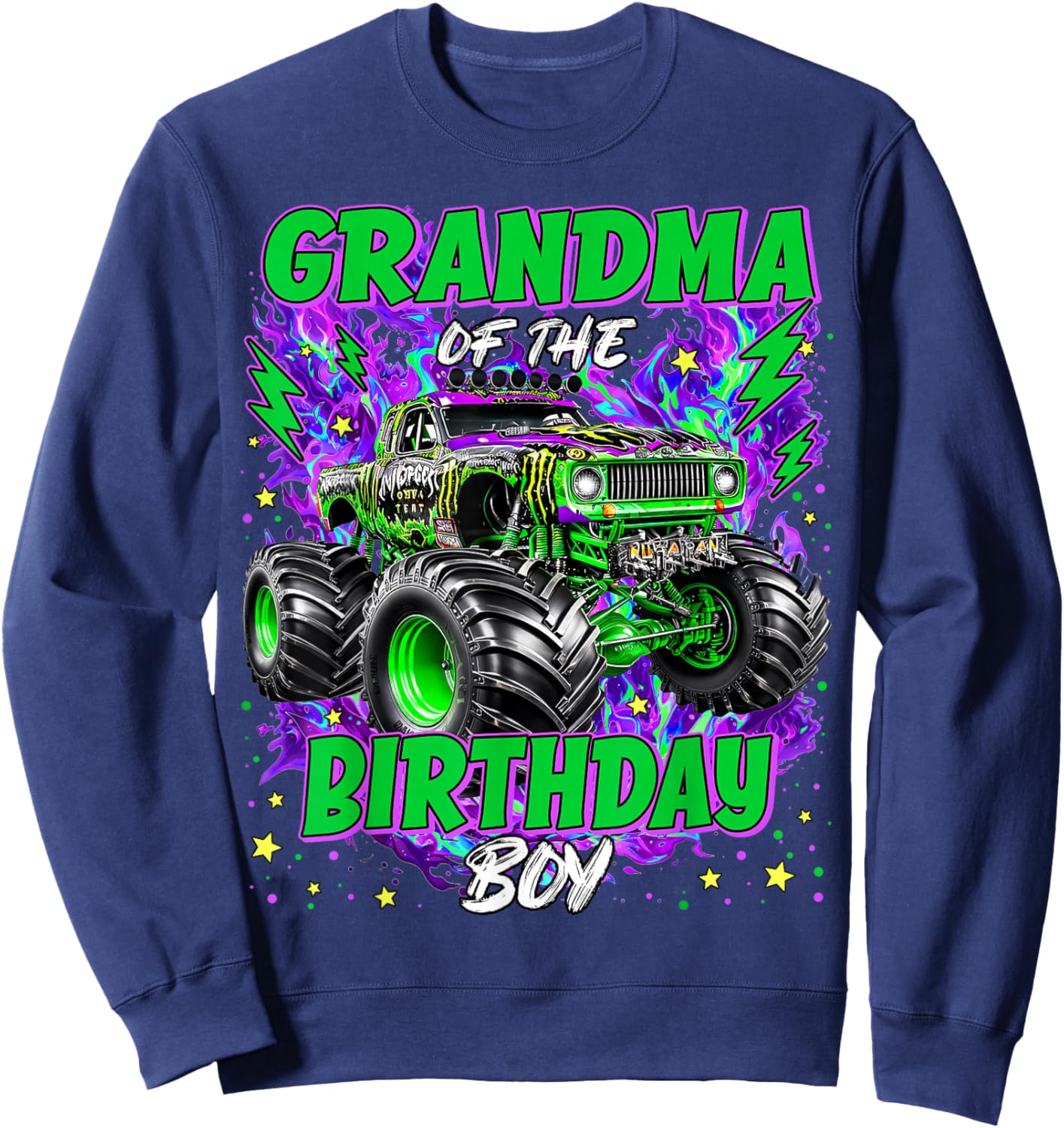 Grandma of The Birthday Boy Monster Truck Boy Toddler Kid Sweatshirt - Sweatshirt | Navy