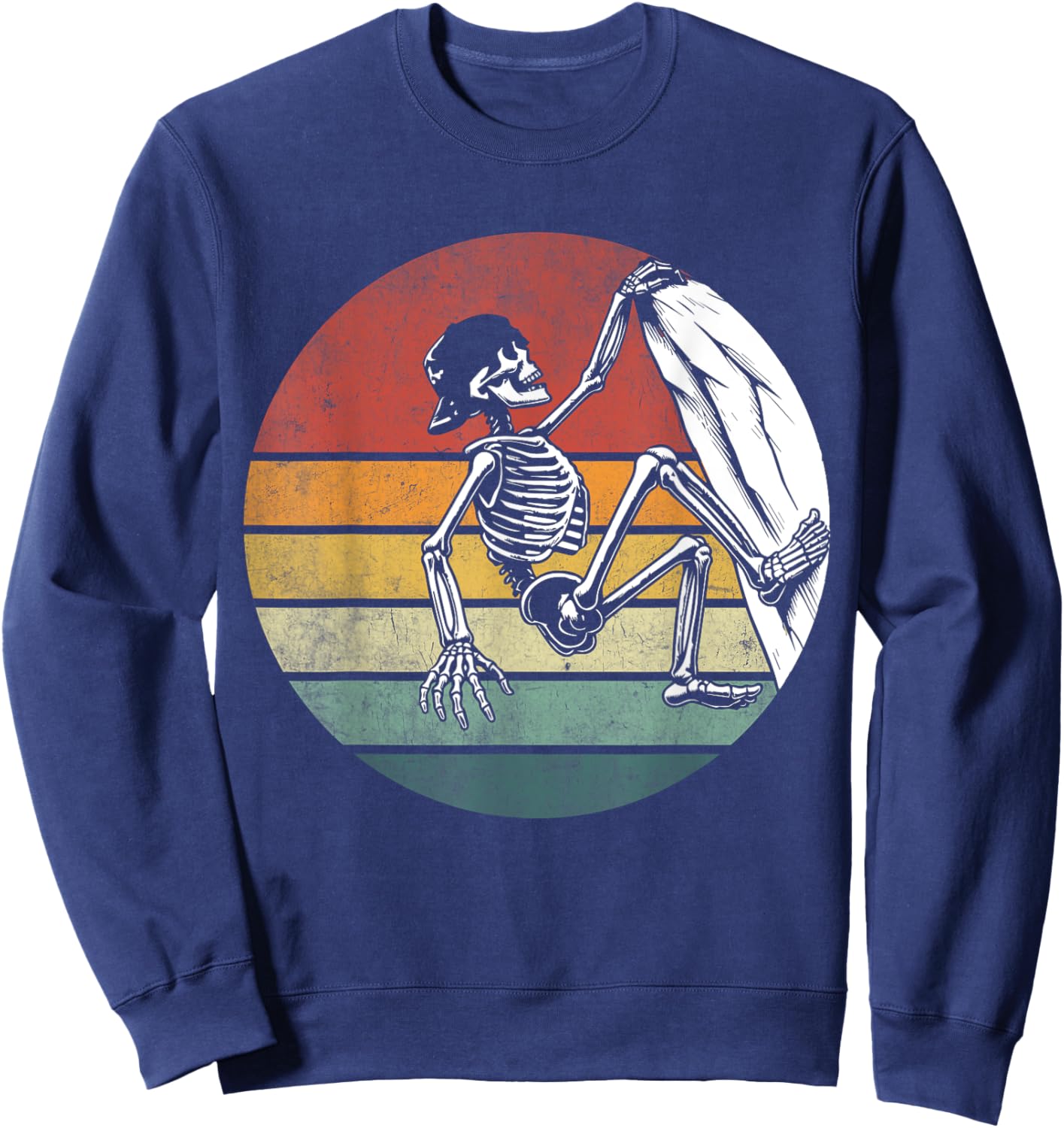 Halloween Skeleton Climber Vintage Skeleton Rock Climbing Sweatshirt - Sweatshirt | Navy