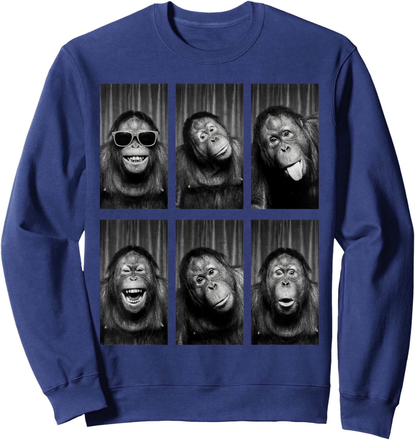 Orangutan Photobooth Monkey Funny Animal Portrait Sweatshirt - Sweatshirt | Navy