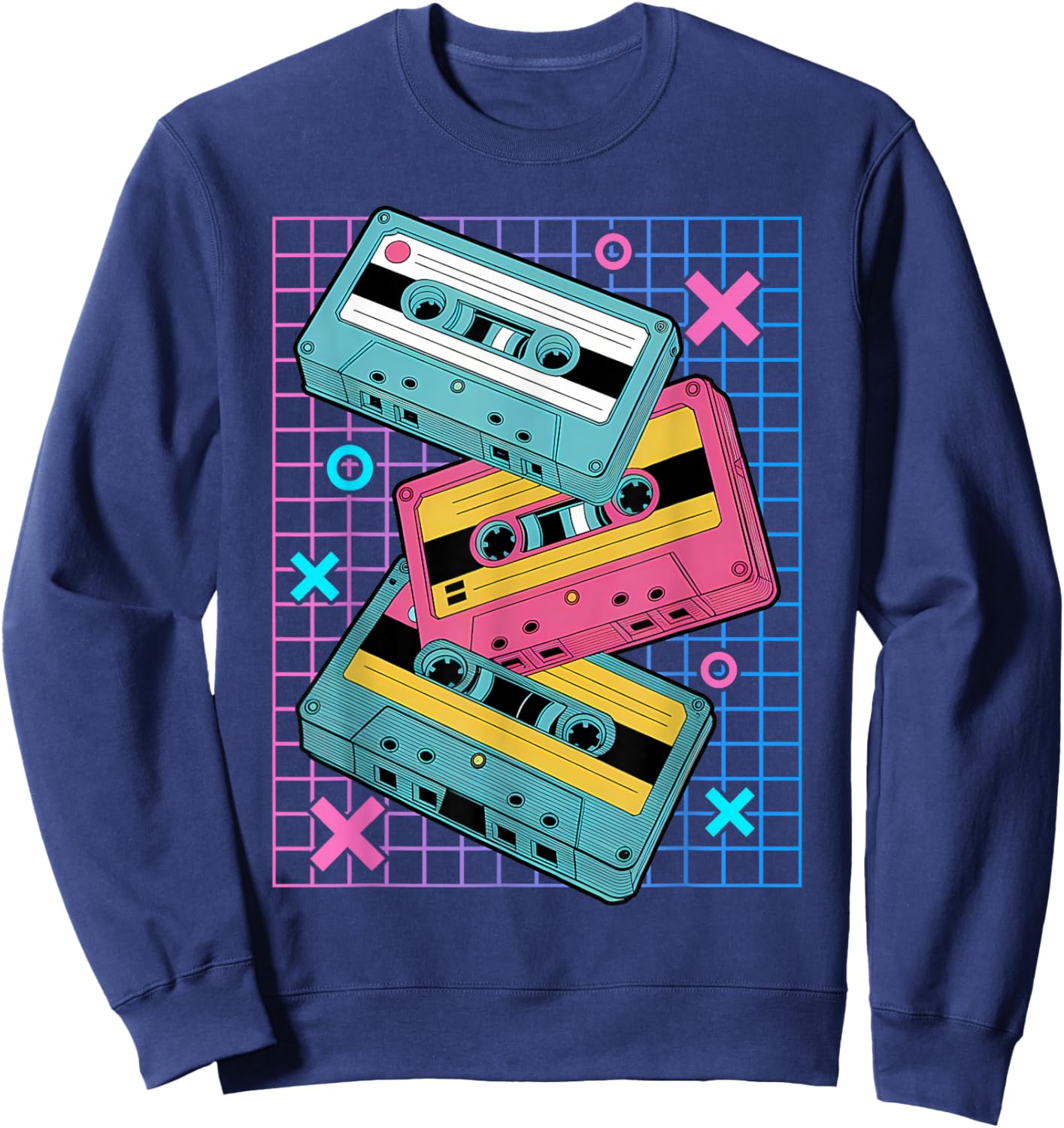 Cassettes Vaporwave - Retrowave Synthwave - Retro Sweatshirt - Sweatshirt | Navy