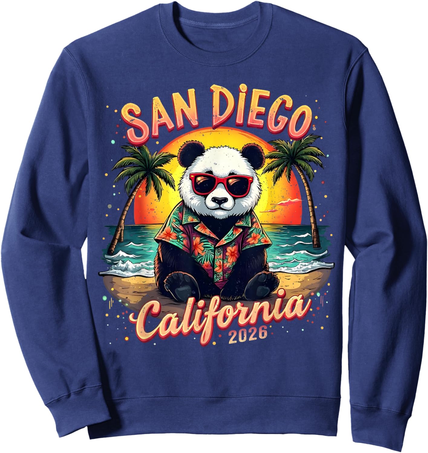 San Diego California 2026 Beach Panda Vacation Sweatshirt - Sweatshirt | Navy