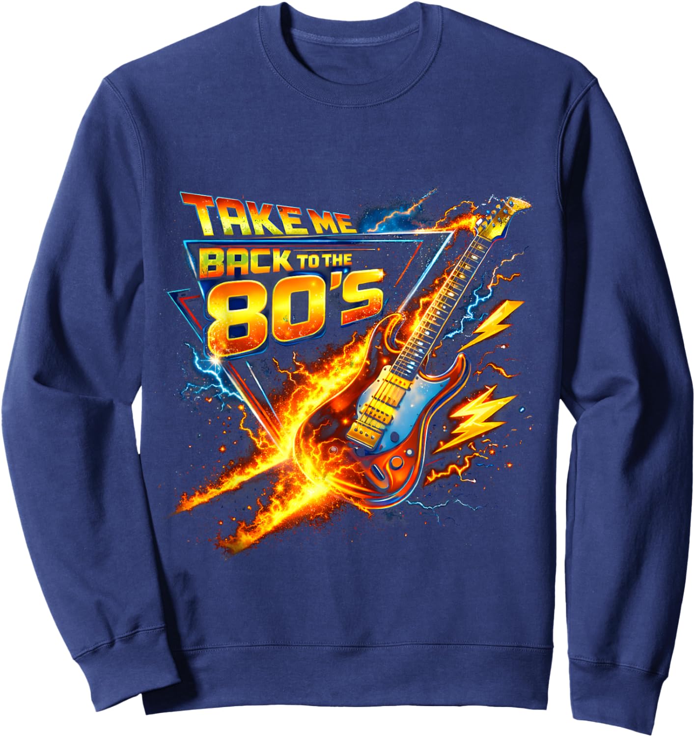 Take Me Back to The 80s Rock Music Nostalgia Throwback Sweatshirt - Sweatshirt | Navy