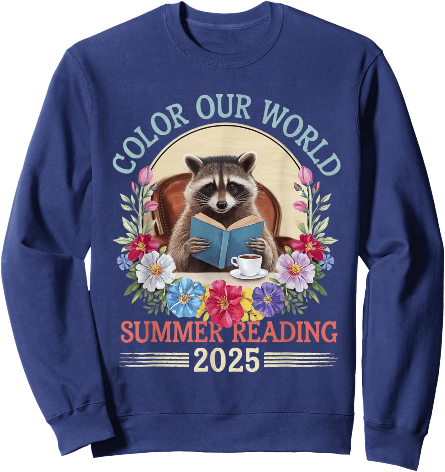 Color Our World Raccoon Summer Reading 2025 Sweatshirt - Sweatshirt | Navy