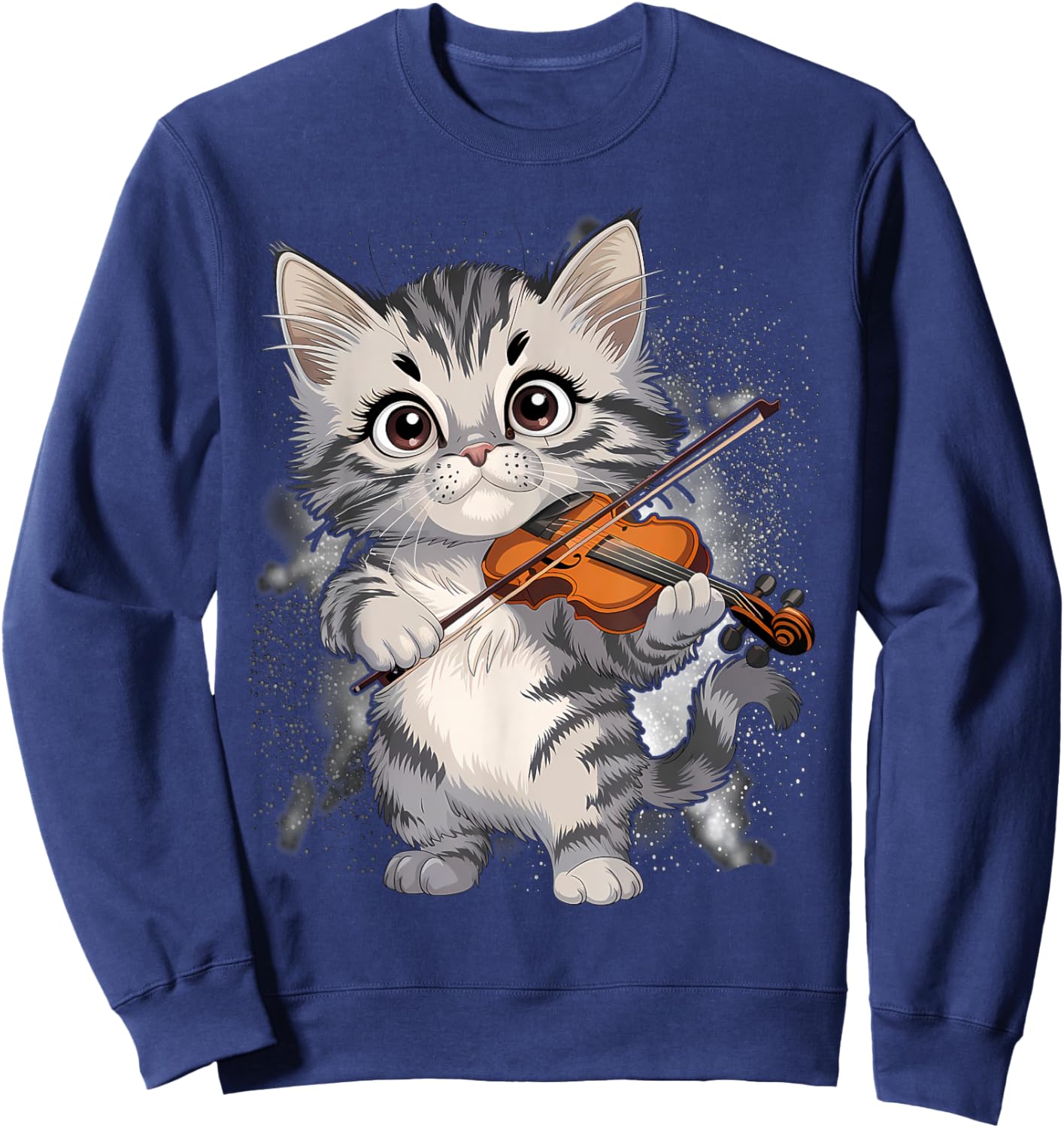 Funny Orchestra Musician Violinist Cute Cat Playing Violin Sweatshirt - Sweatshirt | Navy