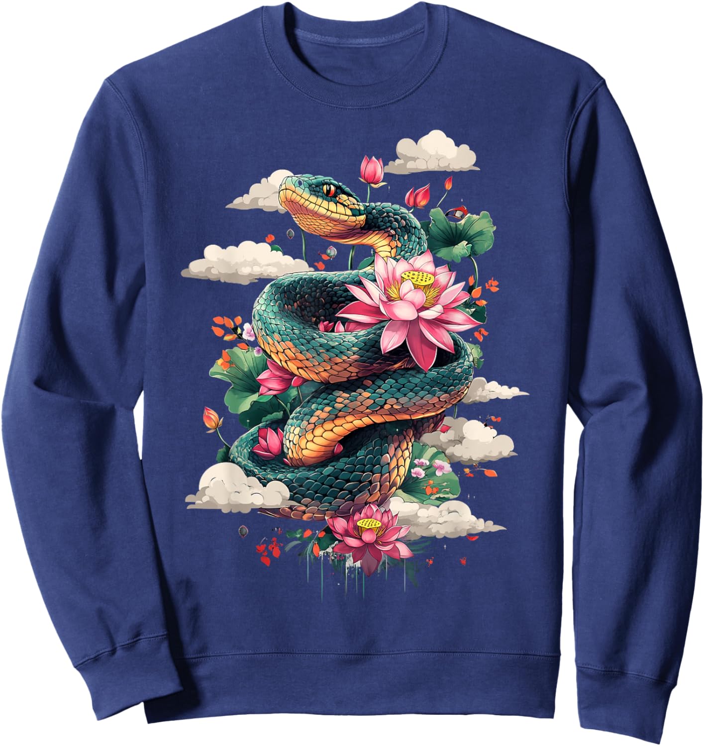 Year Of The Snake 2025 Cool Snake Graphic Art Sweatshirt - Sweatshirt | Navy