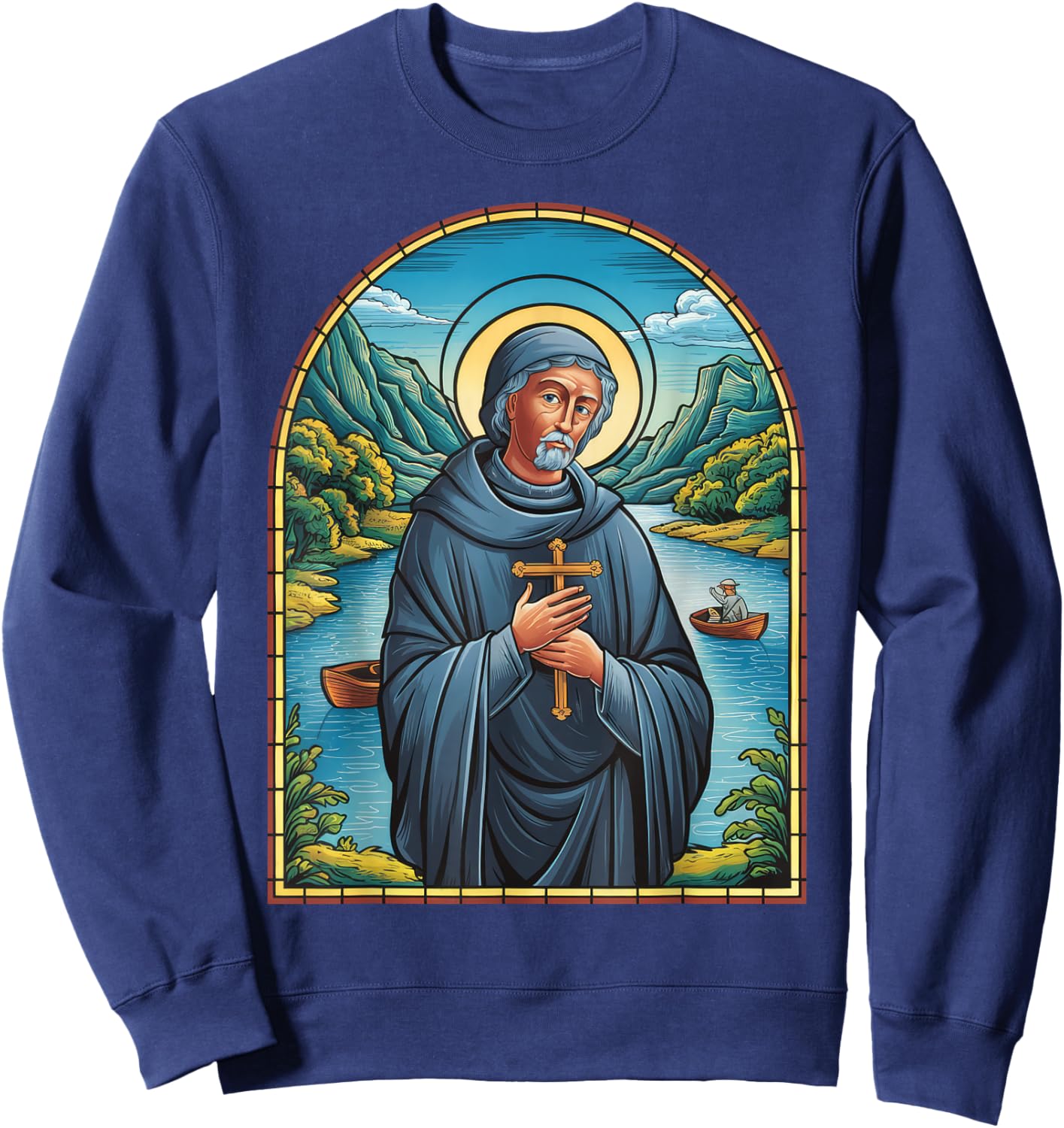 St Martin de Porres Catholic Church Black Saints Peru Cross Sweatshirt - Sweatshirt | Navy