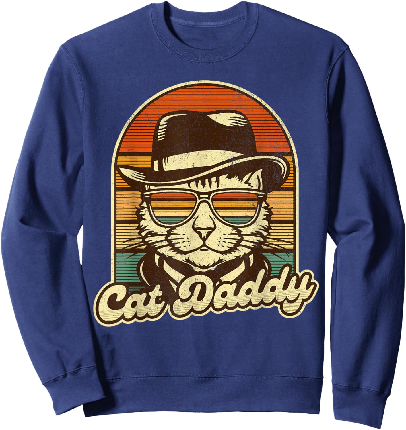 Funny Father's Day Cat Daddy Dad Papa Best Cat Dad Sweatshirt - Sweatshirt | Navy