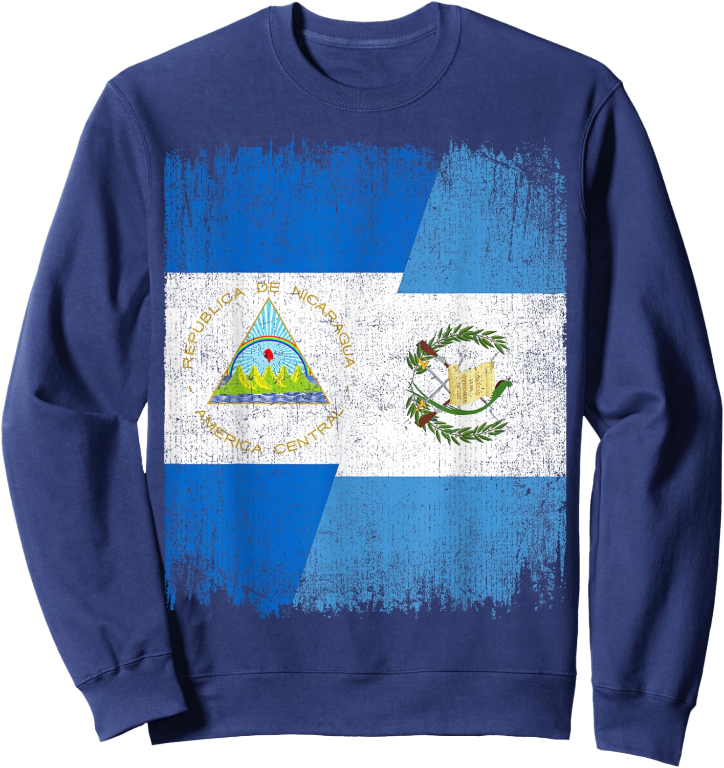 Half Nicaragua Guatemala Split Flag Nicaraguan Pride Roots Sweatshirt - Sweatshirt | Navy