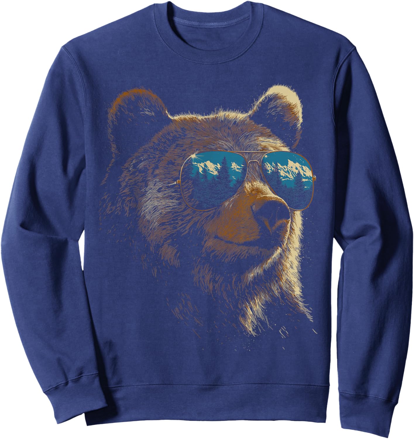 Retro Novelty Men Women Kids Funny Bear Sweatshirt - Sweatshirt | Navy