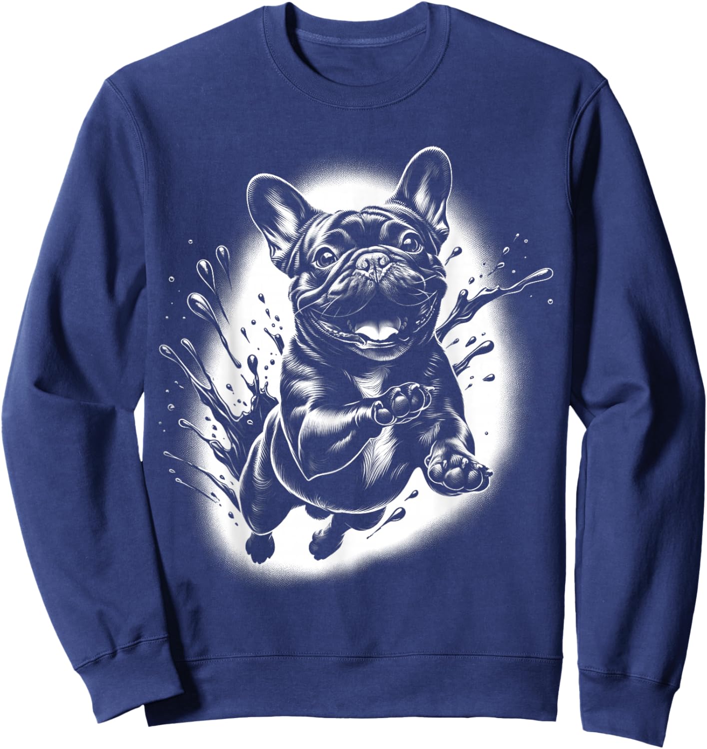 French Bulldog with Cool Paint Spots Sweatshirt - Sweatshirt | Navy