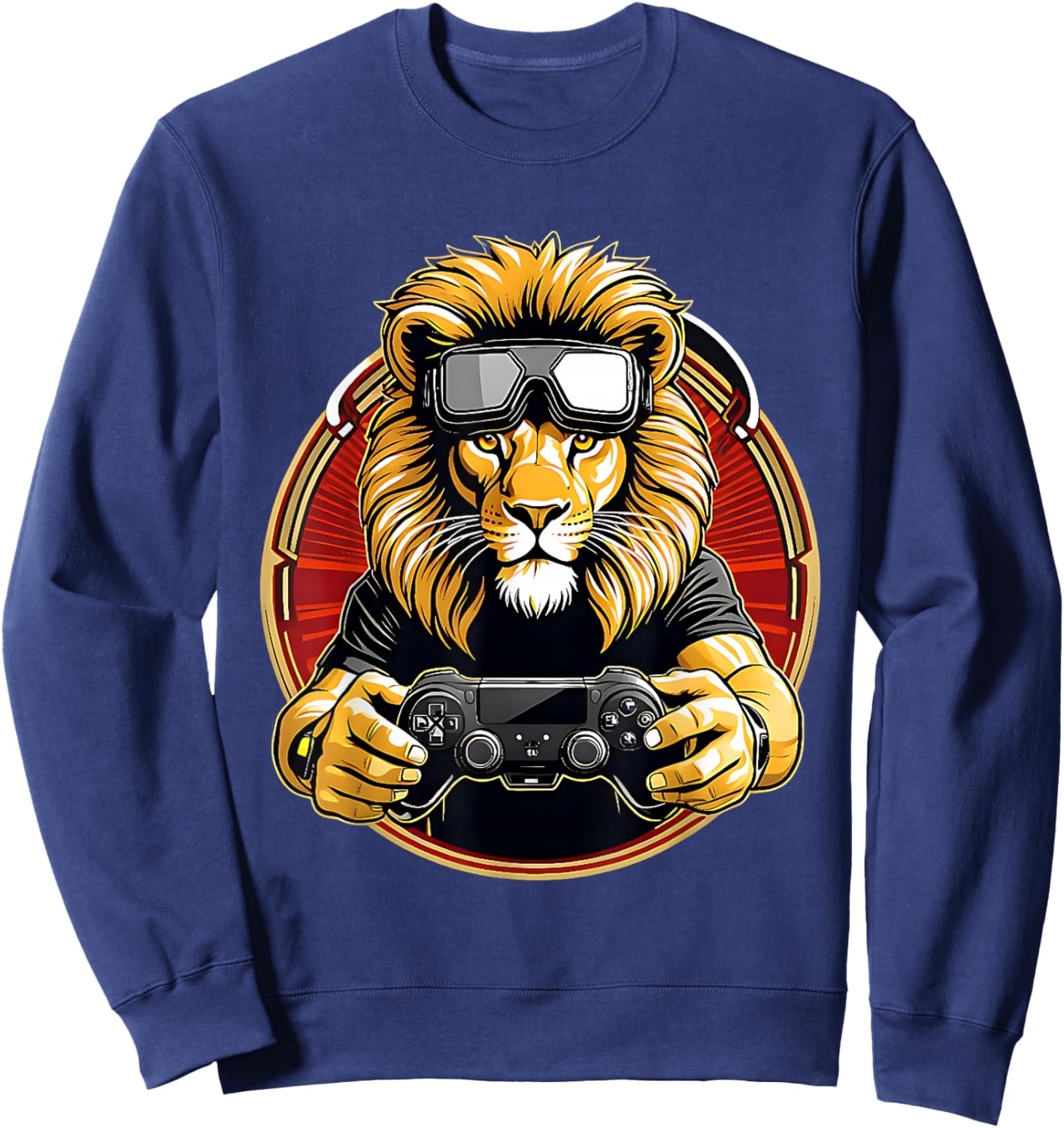 VR Gaming Lion I'd Rather Be Playing Tag Retro Funny Gamer Sweatshirt - Sweatshirt | Navy