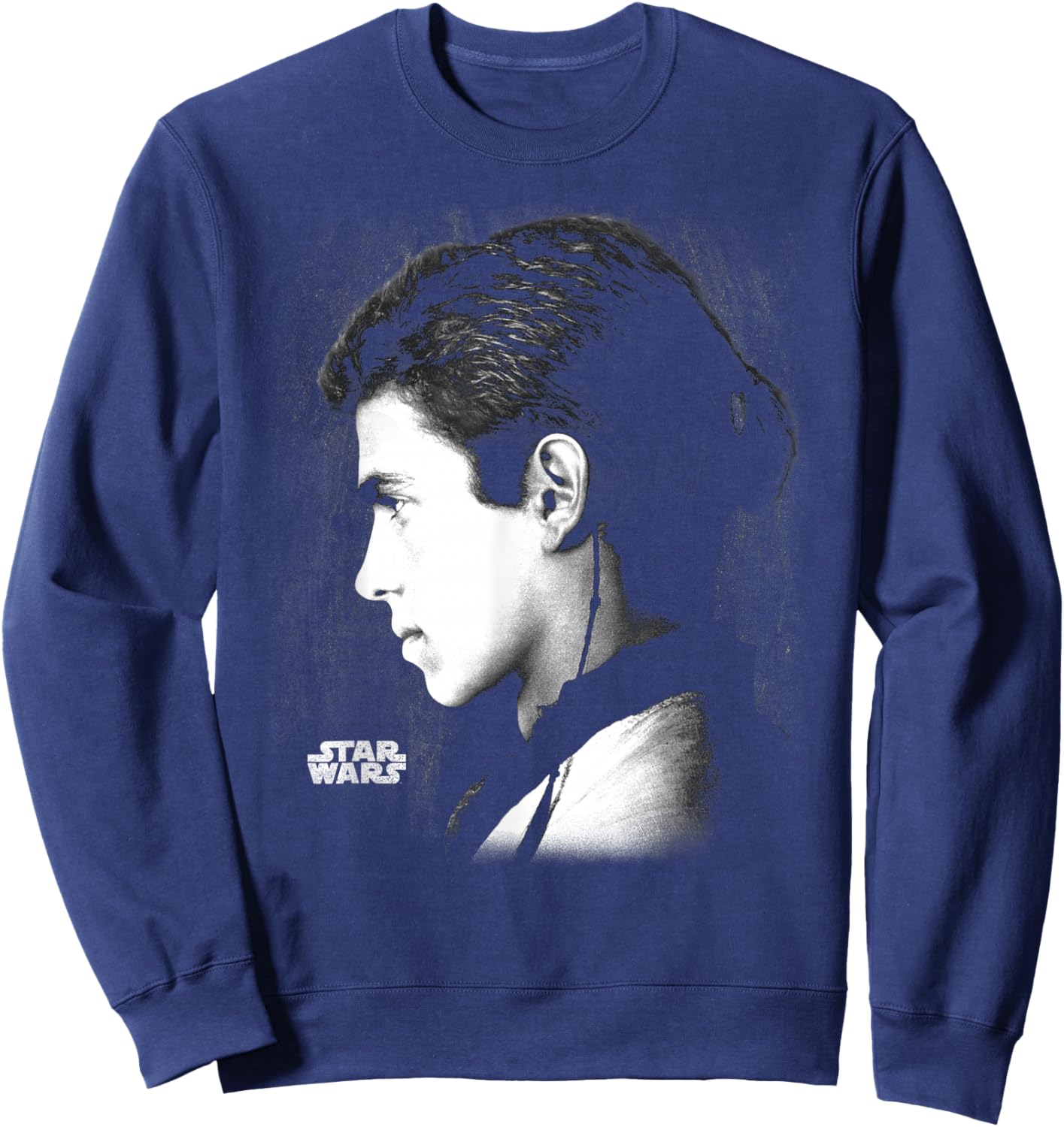 Star Wars Ep II Anakin Black & White Side Profile Portrait Sweatshirt - Sweatshirt | Navy
