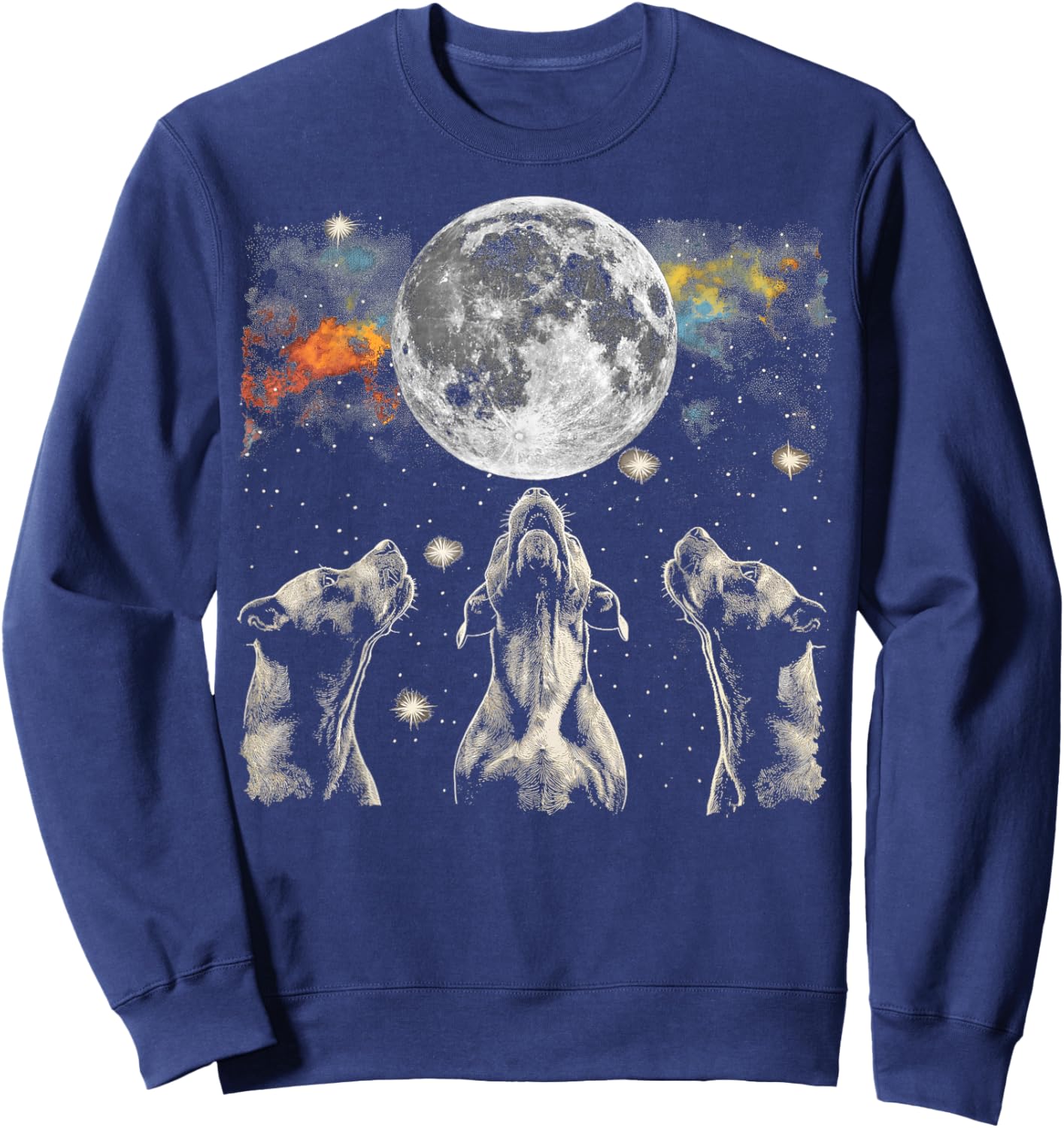 Staffordshire Bull Terrier Dog Howling Moon Sweatshirt - Sweatshirt | Navy