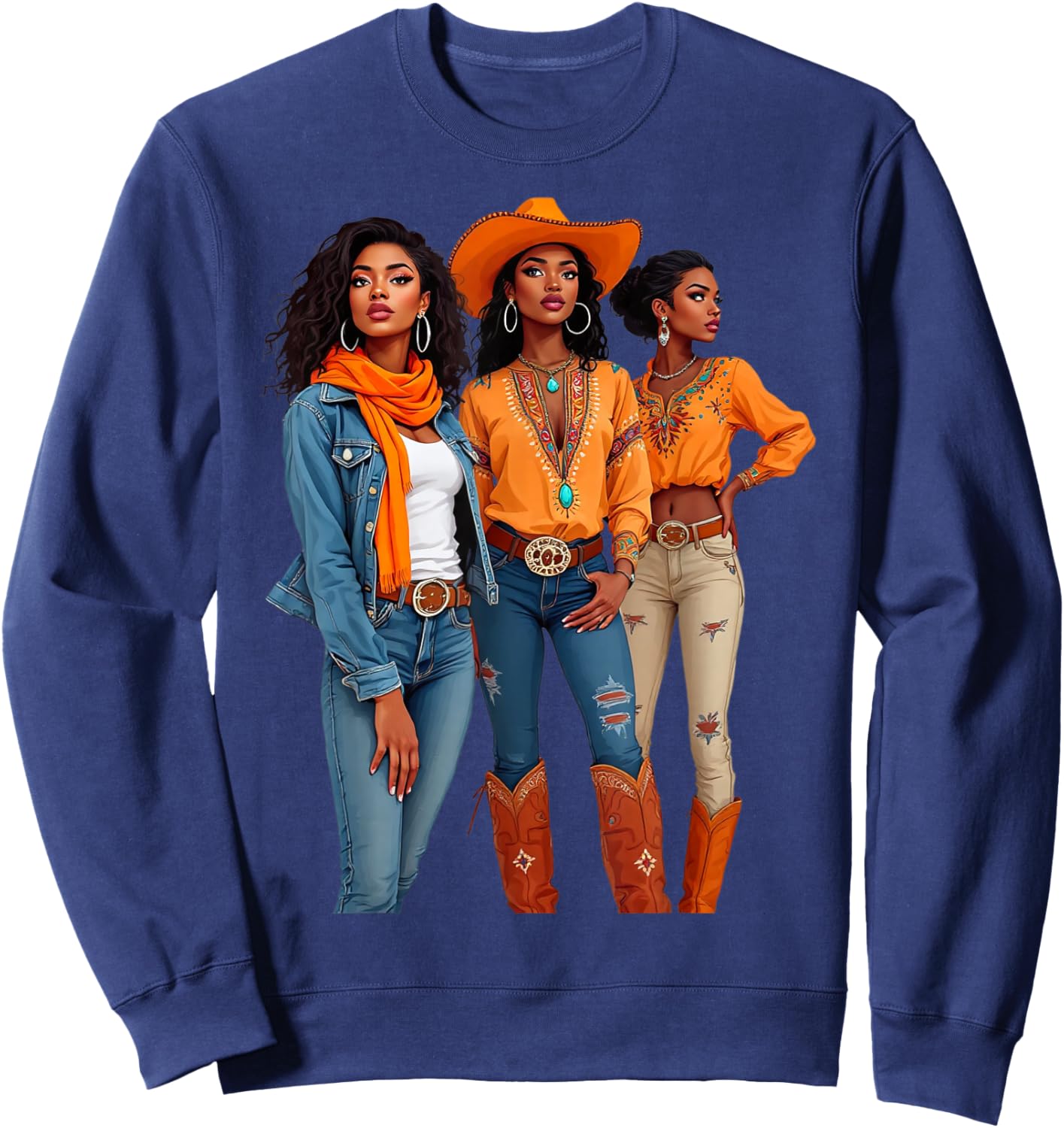 Black Cowgirl Vibes Melanin Black History Texas Sweatshirt - Sweatshirt | Navy