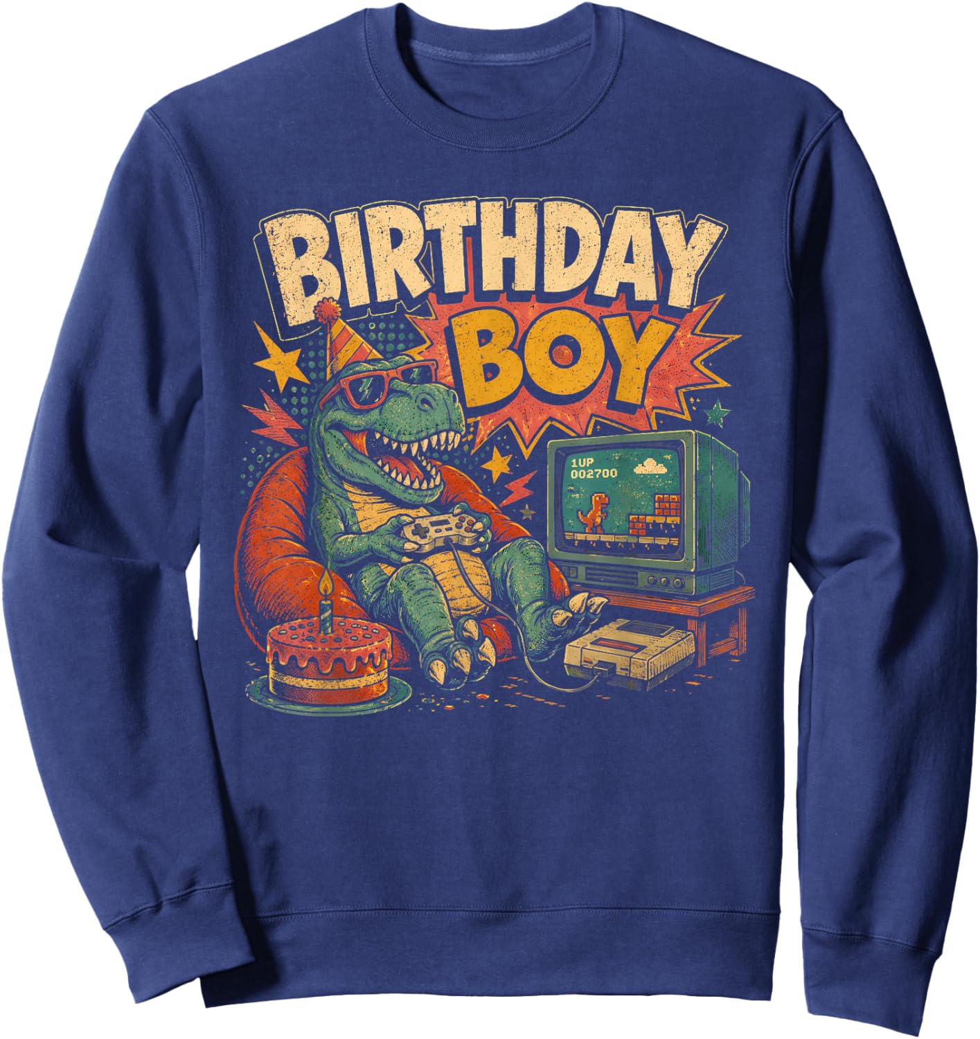Funny T Rex Birthday Boy Gamer Men Boys Teens Gaming Gifts Sweatshirt - Sweatshirt | Navy