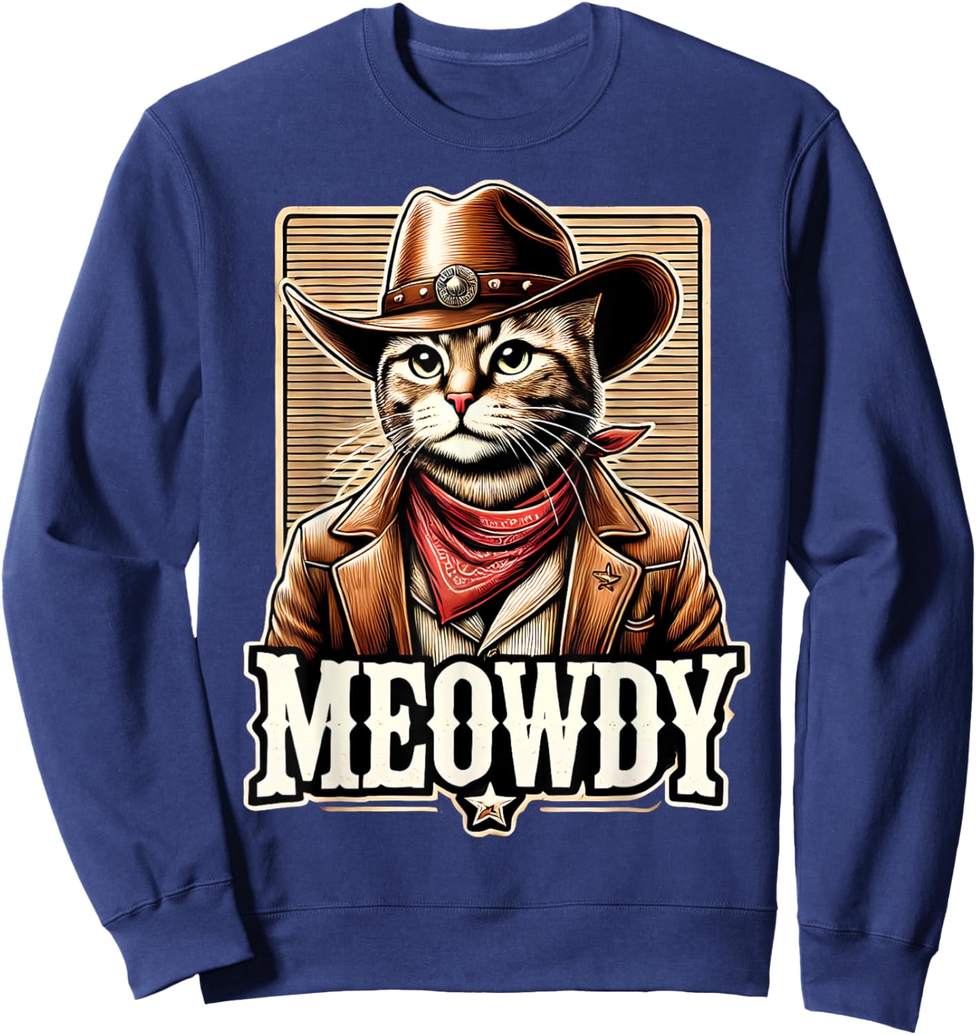 Meowdy Cat Cowboy Cowgirl Meow Howdy Halloween Costume Sweatshirt - Sweatshirt | Navy