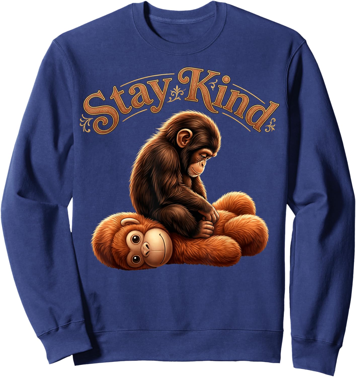 Stay Kind Baby Monkey Punch Viral Monkey Sweatshirt - Sweatshirt | Navy