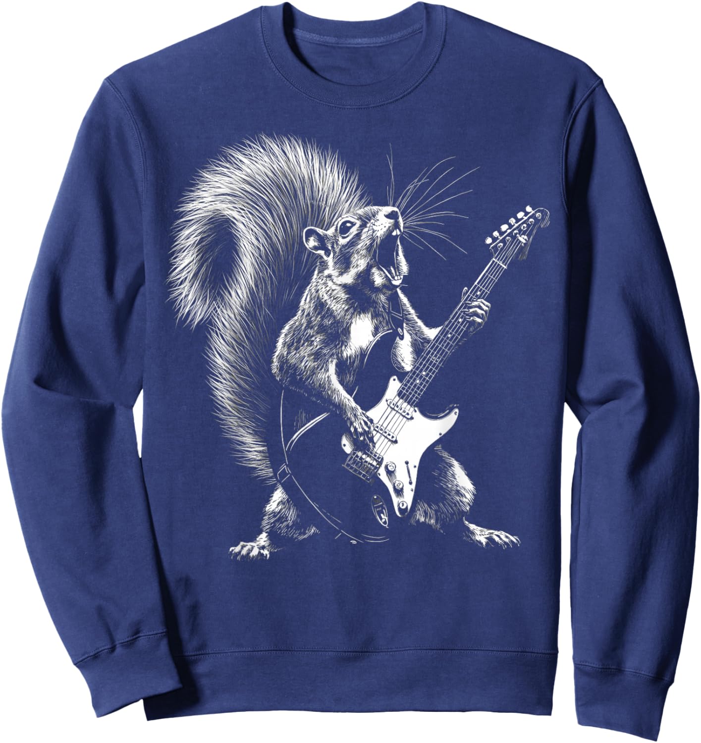Rock Star Squirrel Playing Guitar Rodent Animal Guitarist Sweatshirt - Sweatshirt | Navy