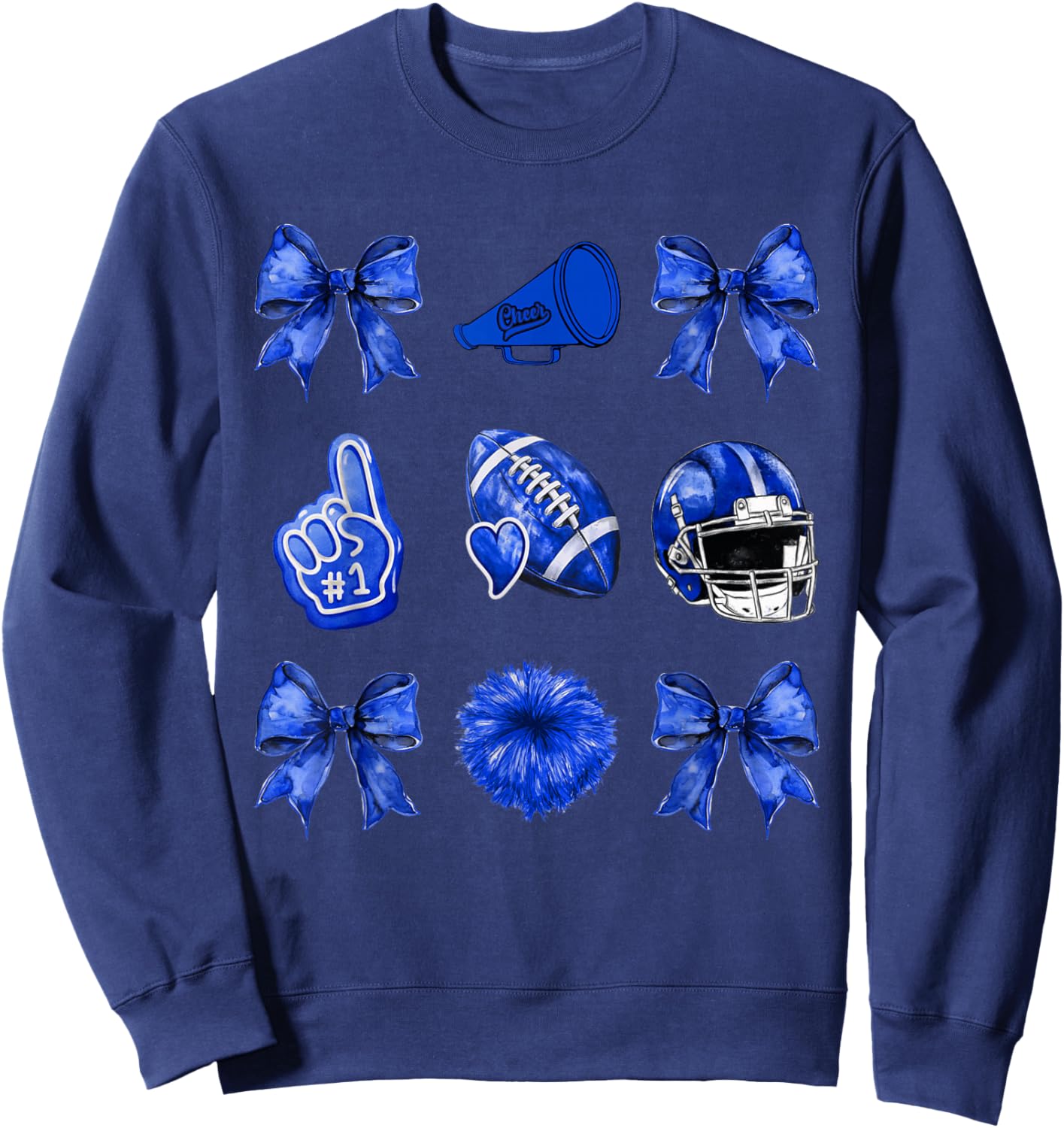 Cute Coquette Bow Game Day American Football Player Coaches Sweatshirt - Sweatshirt | Navy