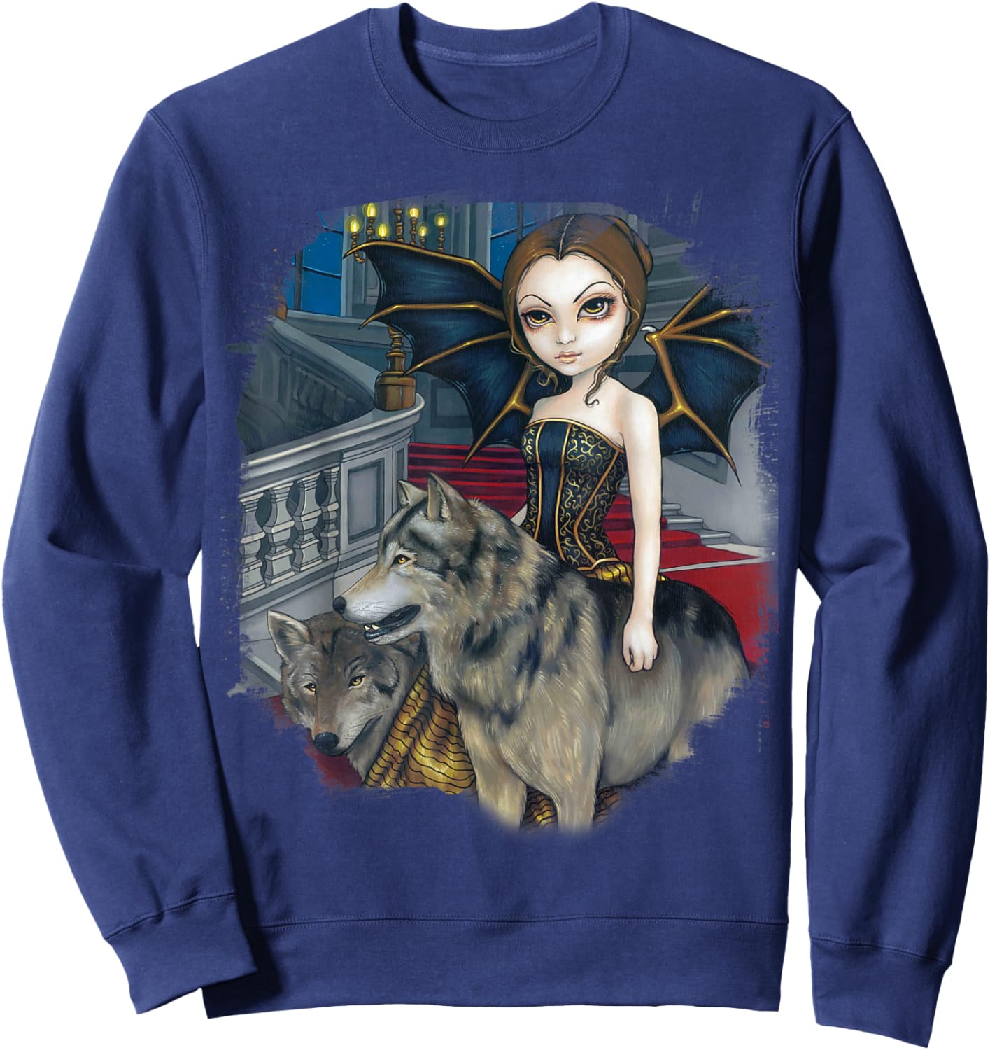 Wolf Manor, Jasmine Becket-Griffith Art Sweatshirt - Sweatshirt | Navy