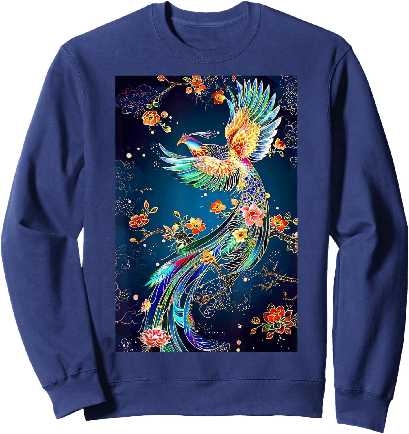 Phoenix Bird Japanese Vintage Asian Flying Sweatshirt - Sweatshirt | Navy