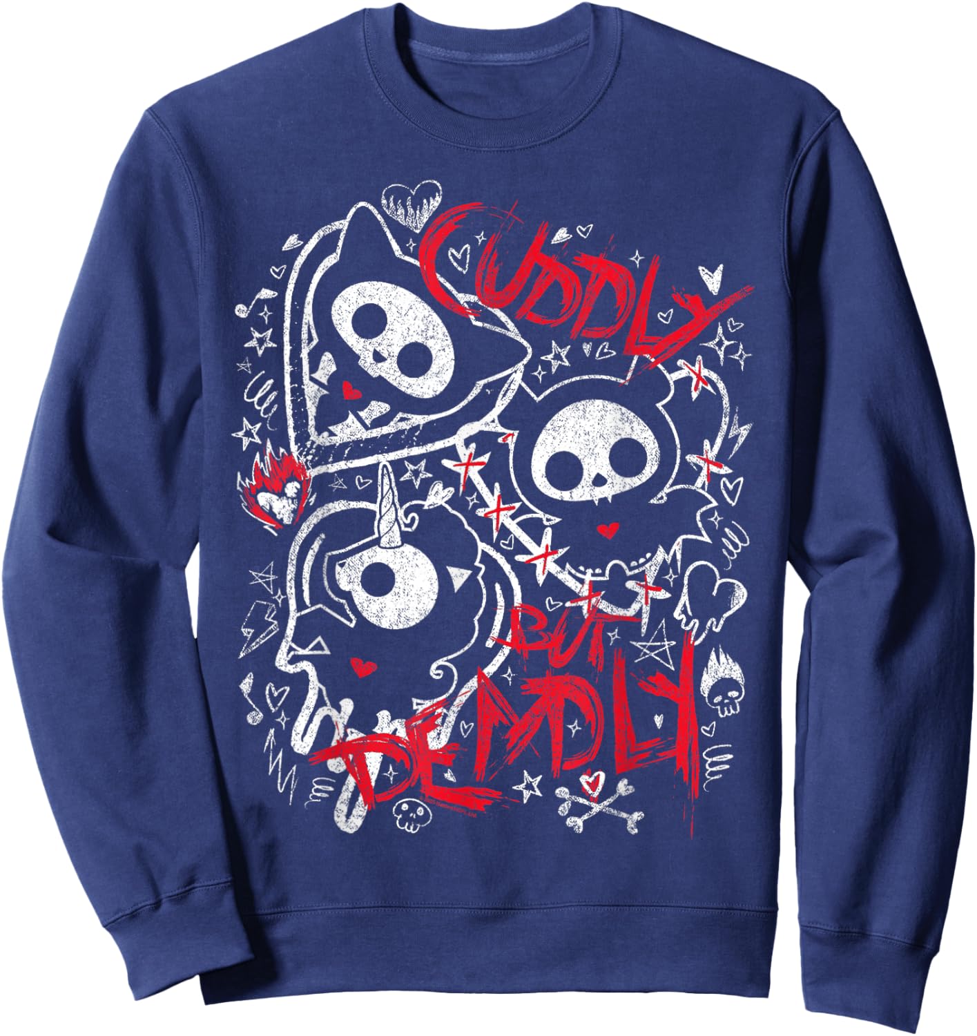 Skelanimals Cuddly But Deadly Kit Diego and Bonita Sketch Sweatshirt - Sweatshirt | Navy