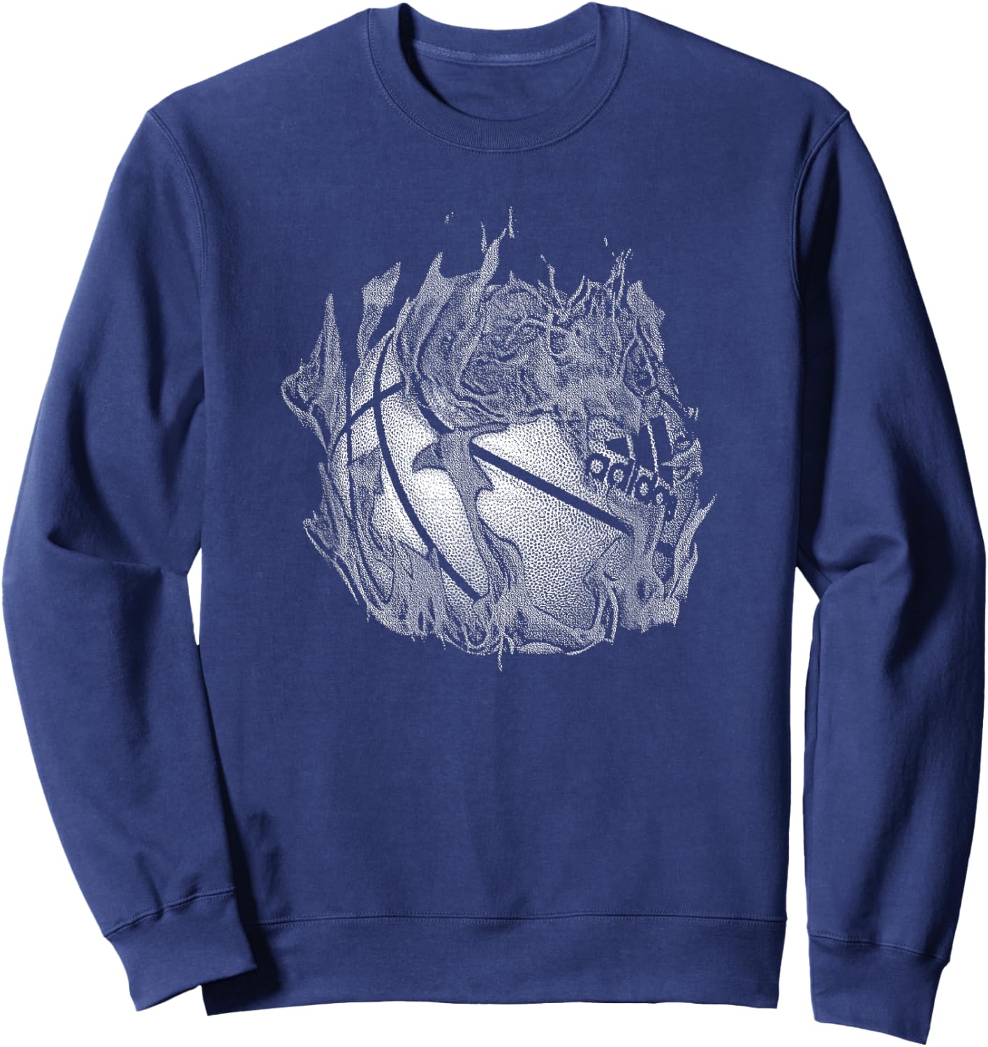 Adidas Badge of Sport Basketball On Fire Graphic Sweatshirt - Sweatshirt | Navy