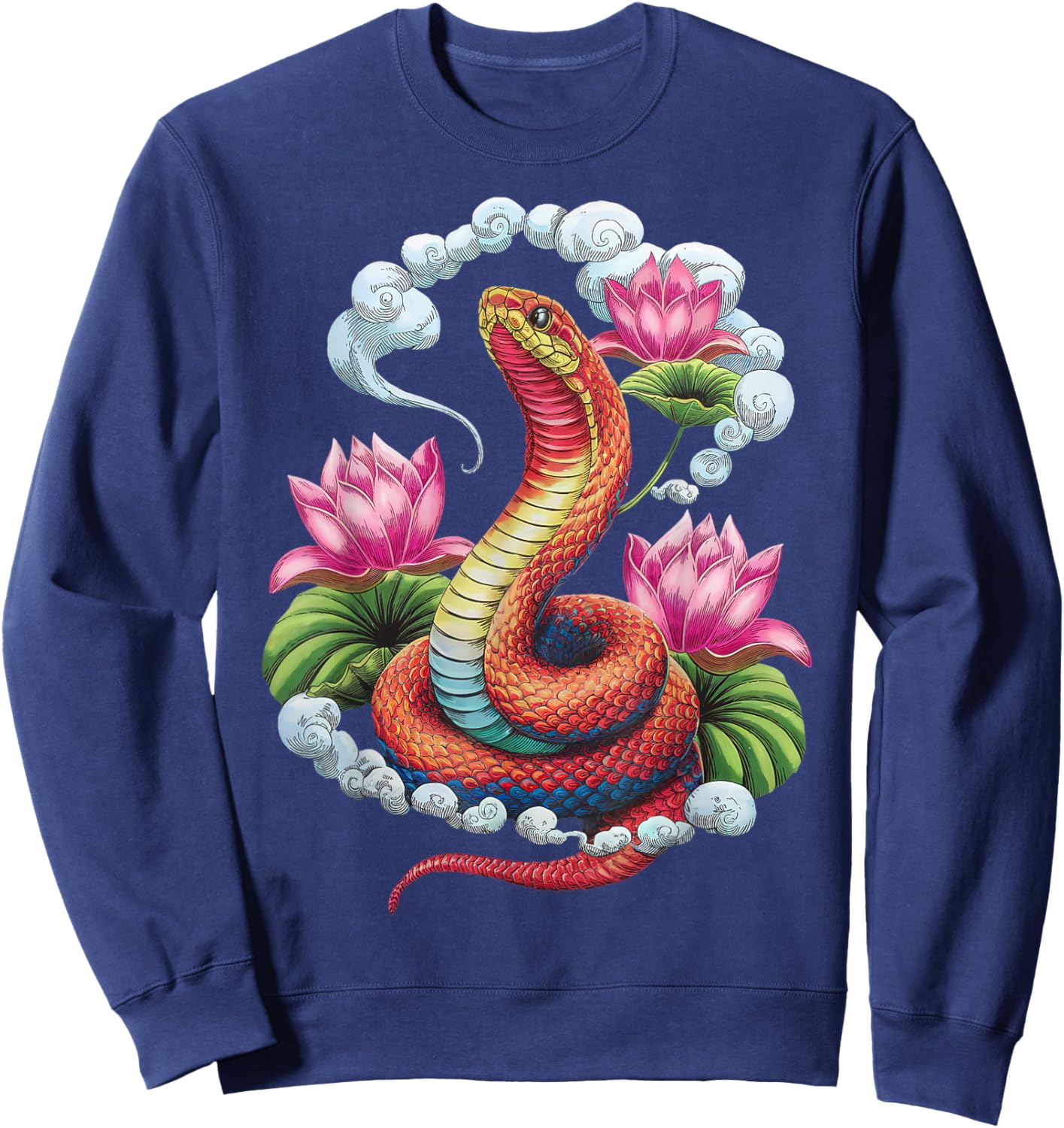 Year Of The Snake 2025 Cool Snake Graphic Art Sweatshirt - Sweatshirt | Navy