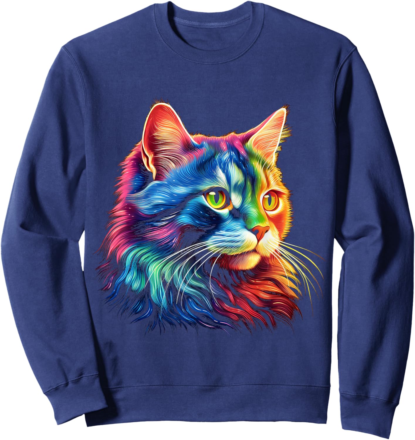 Cat Graphic Pet Illustration Cat Men Women Kids Sweatshirt - Sweatshirt | Navy