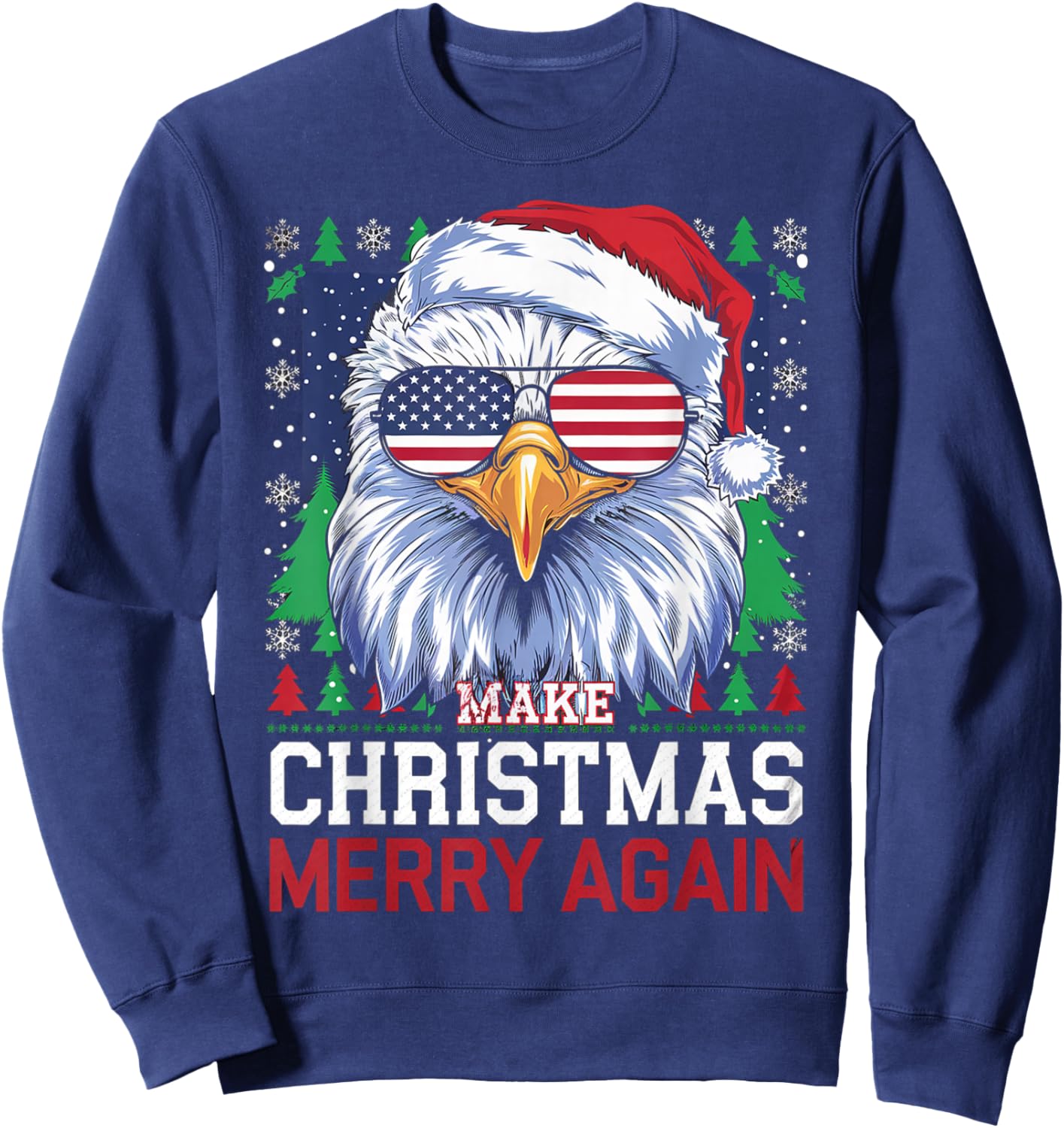 Funny Eagle Make Christmas Great Again Ugly Sweatshirt - Sweatshirt | Navy