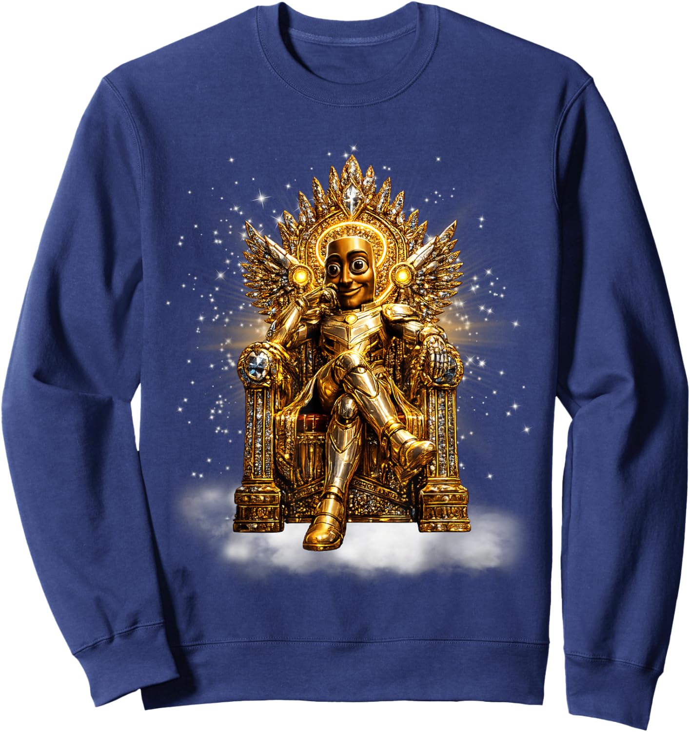 Funny Gold King Tung Tung Sahur Brainrot Meme Sweatshirt - Sweatshirt | Navy