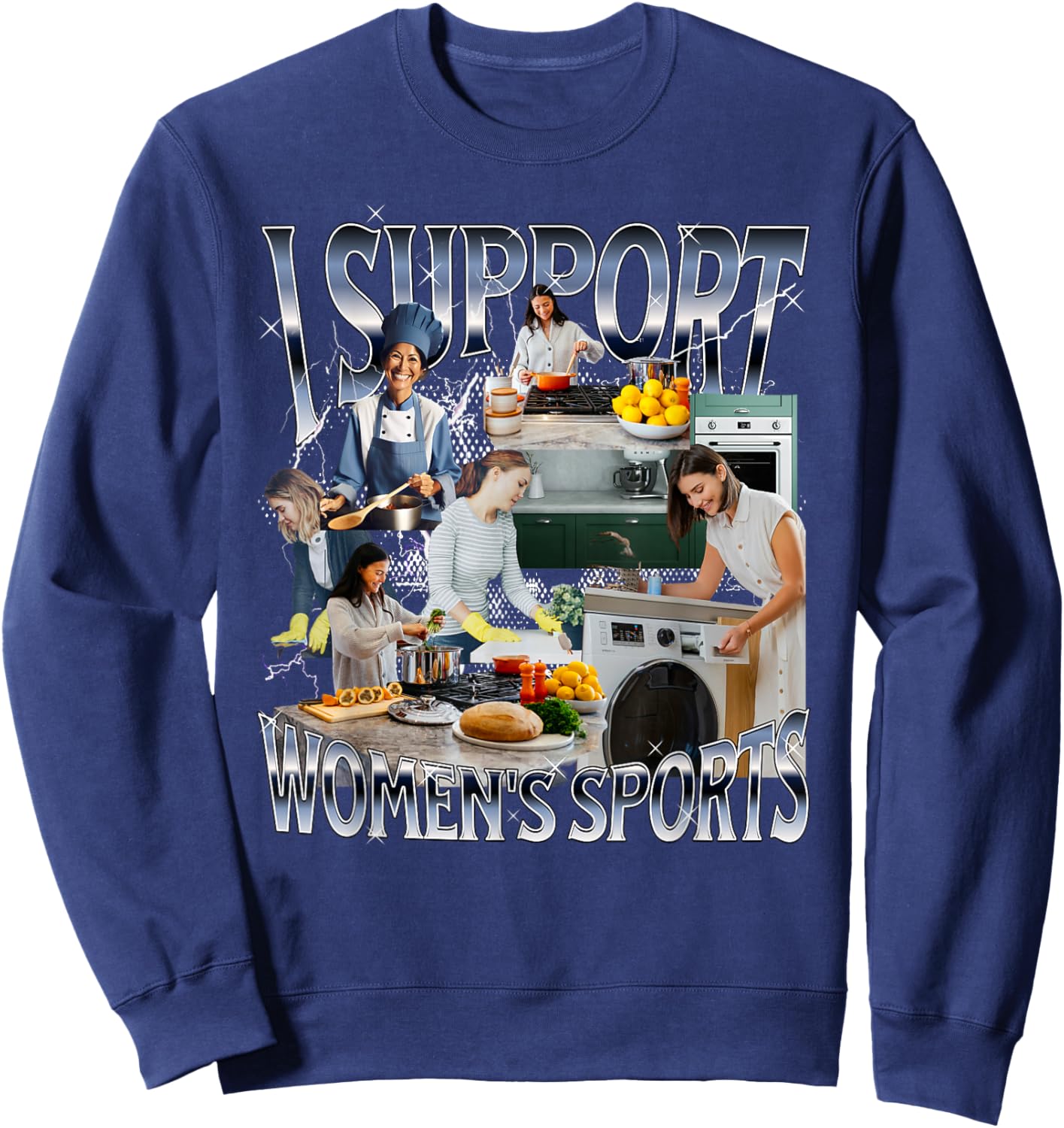 I Support Women's Sports Unwearable Aduld Humor Bootleg Sweatshirt - Sweatshirt | Navy