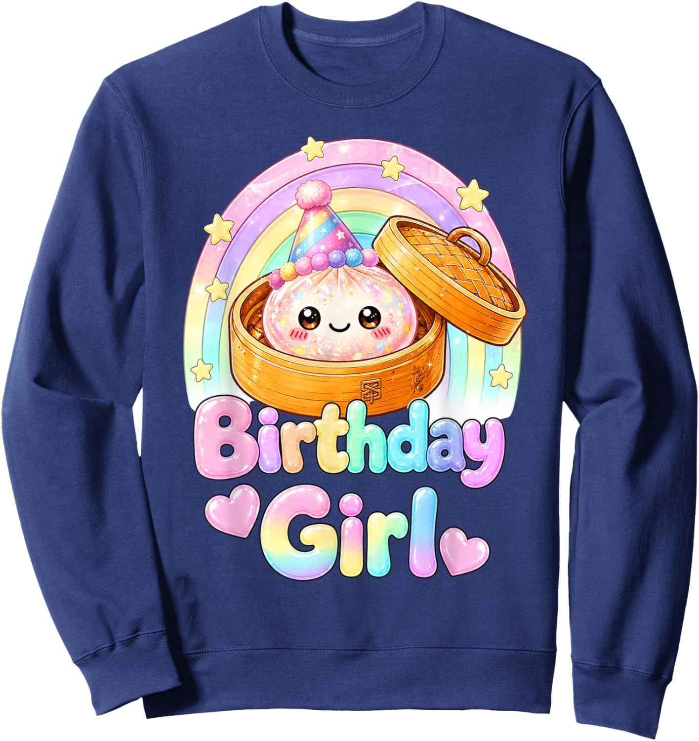 Happy Birthday Girl Kawaii Dumpling Anime Birthday Party Sweatshirt - Sweatshirt | Navy