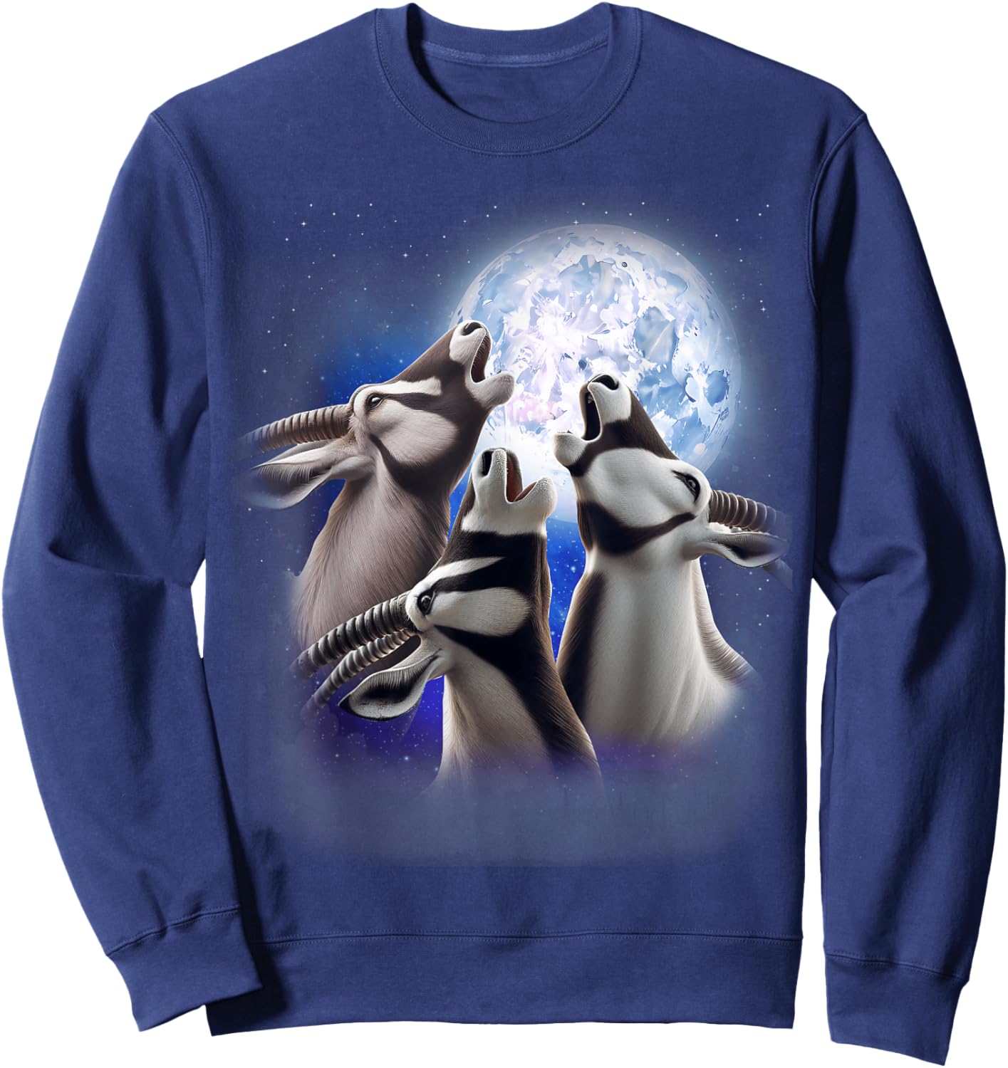 3 Oryx Howling At The Moon Funny Oryx Antelope Animal Lover Sweatshirt - Sweatshirt | Navy