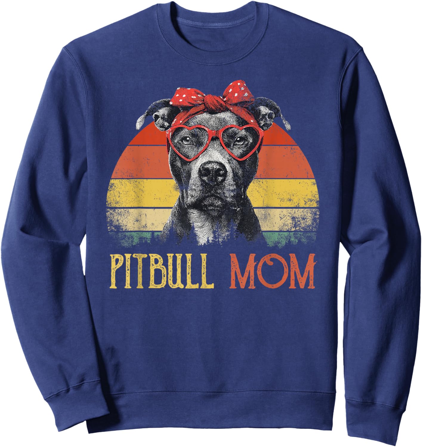 Pitbull Mom Dog Retro Vintage Design Women's Sweatshirt - Sweatshirt | Navy