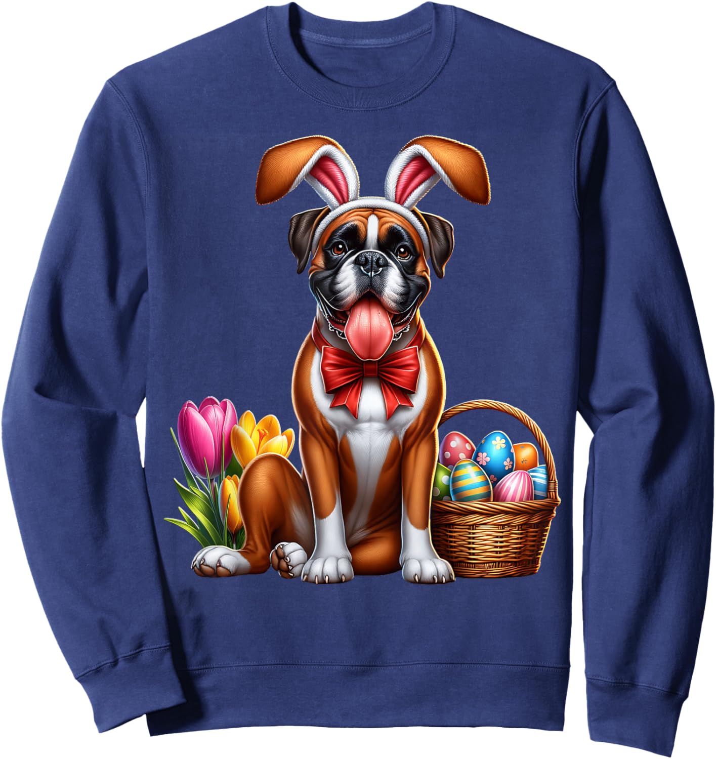 Boxer Happy Easter Dog Boxer Sweatshirt - Sweatshirt | Navy