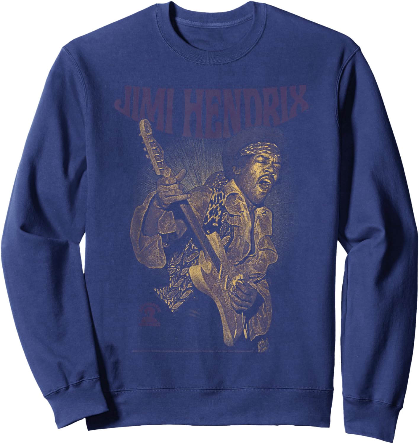 Jimi Hendrix Playing Guitar Purple Yellow Sweatshirt - Sweatshirt | Navy