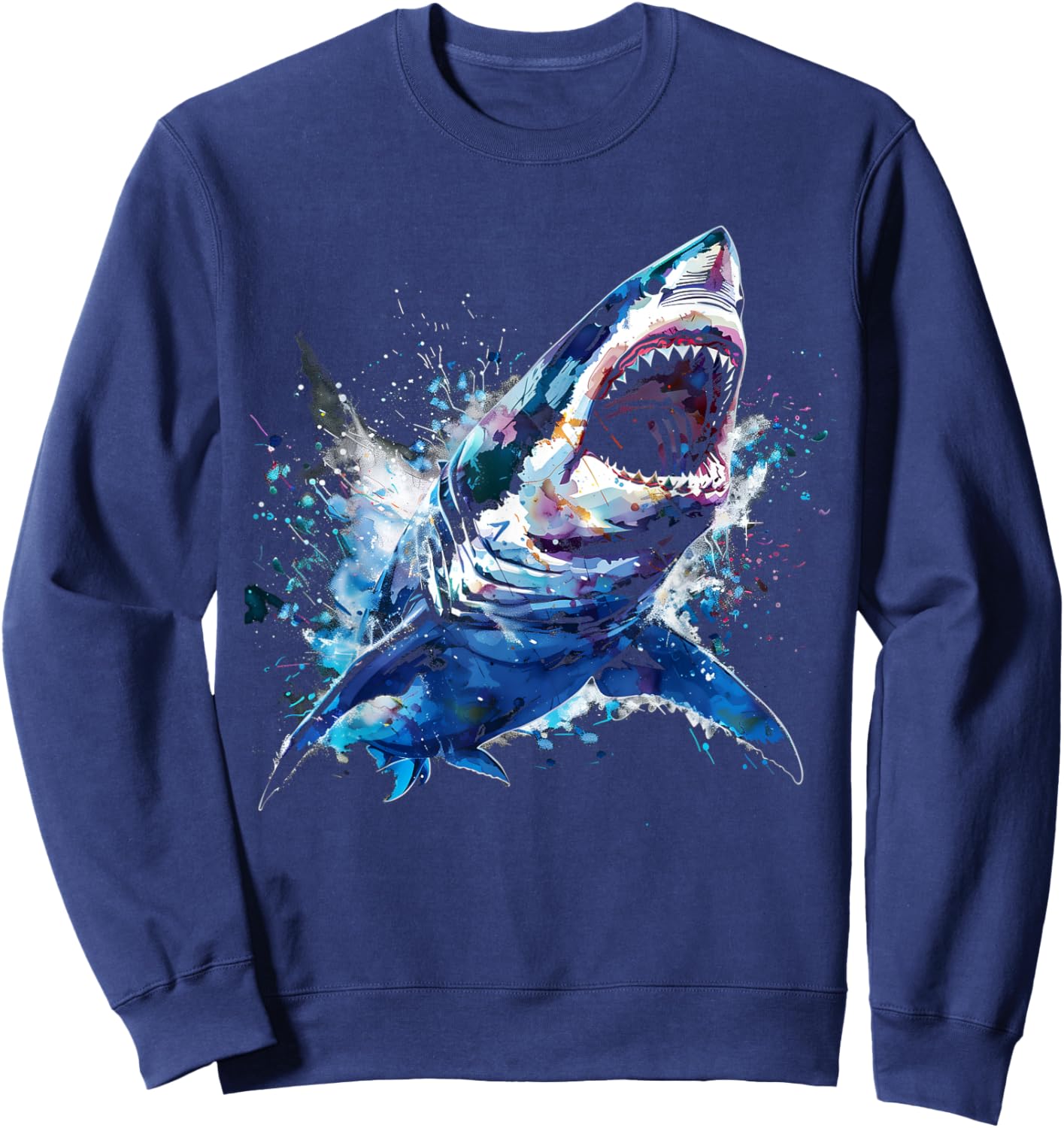 Great White Shark Scuba Diving Fishing Shark Lover Sweatshirt - Sweatshirt | Navy