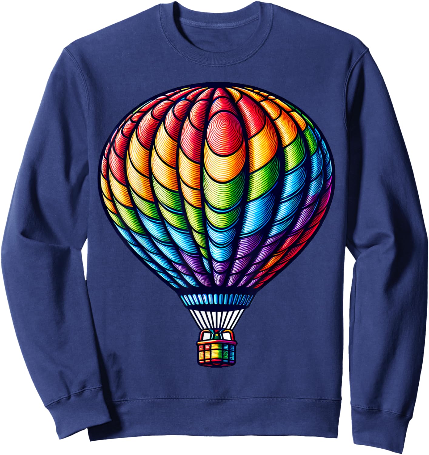 Colorful Rainbow Hot Air Balloon Flight Sweatshirt - Sweatshirt | Navy