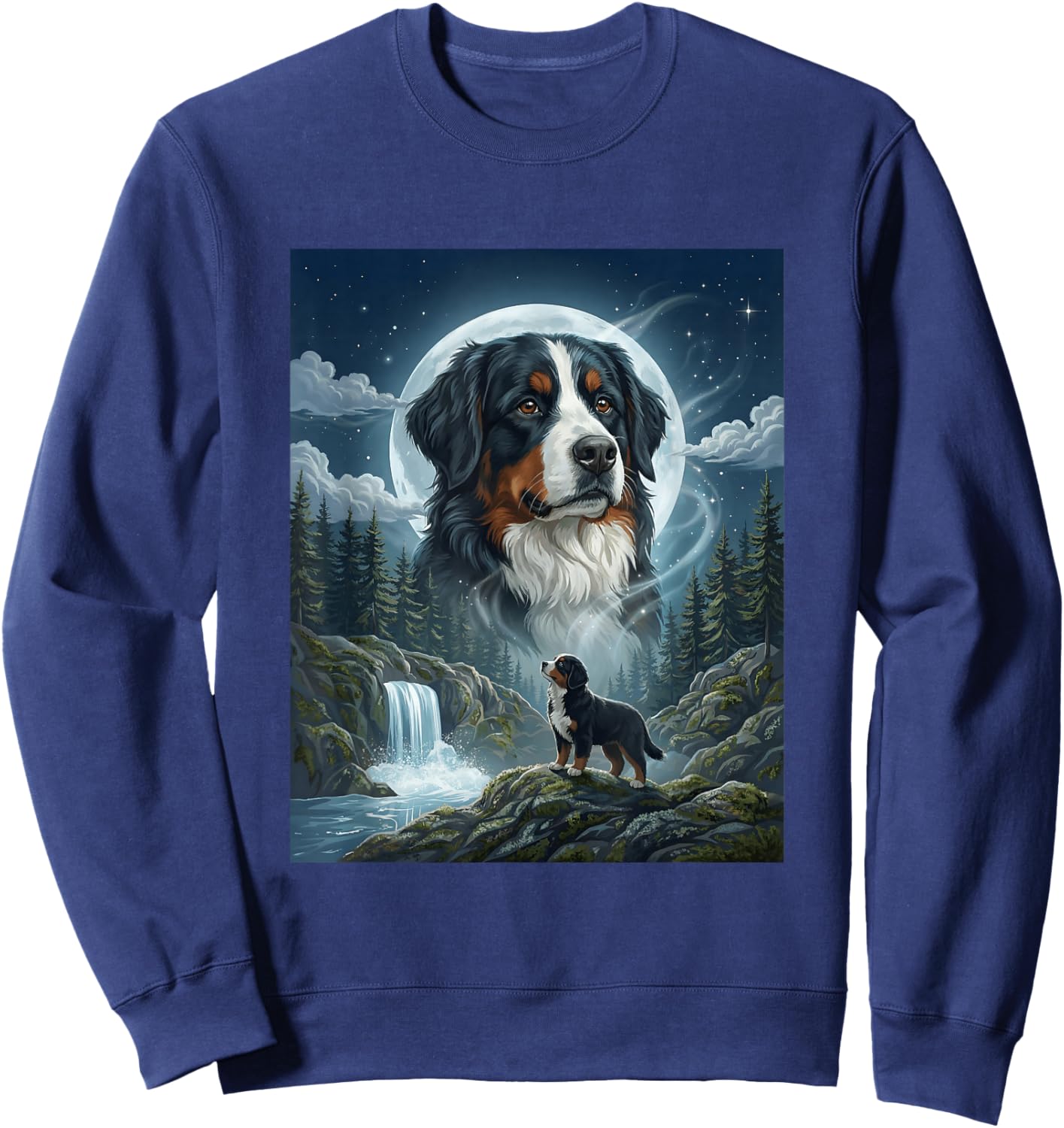 Berner Sennenhund Heulender Mond Meme Lustiger Hundeliebhaber Sweatshirt - Sweatshirt | Navy