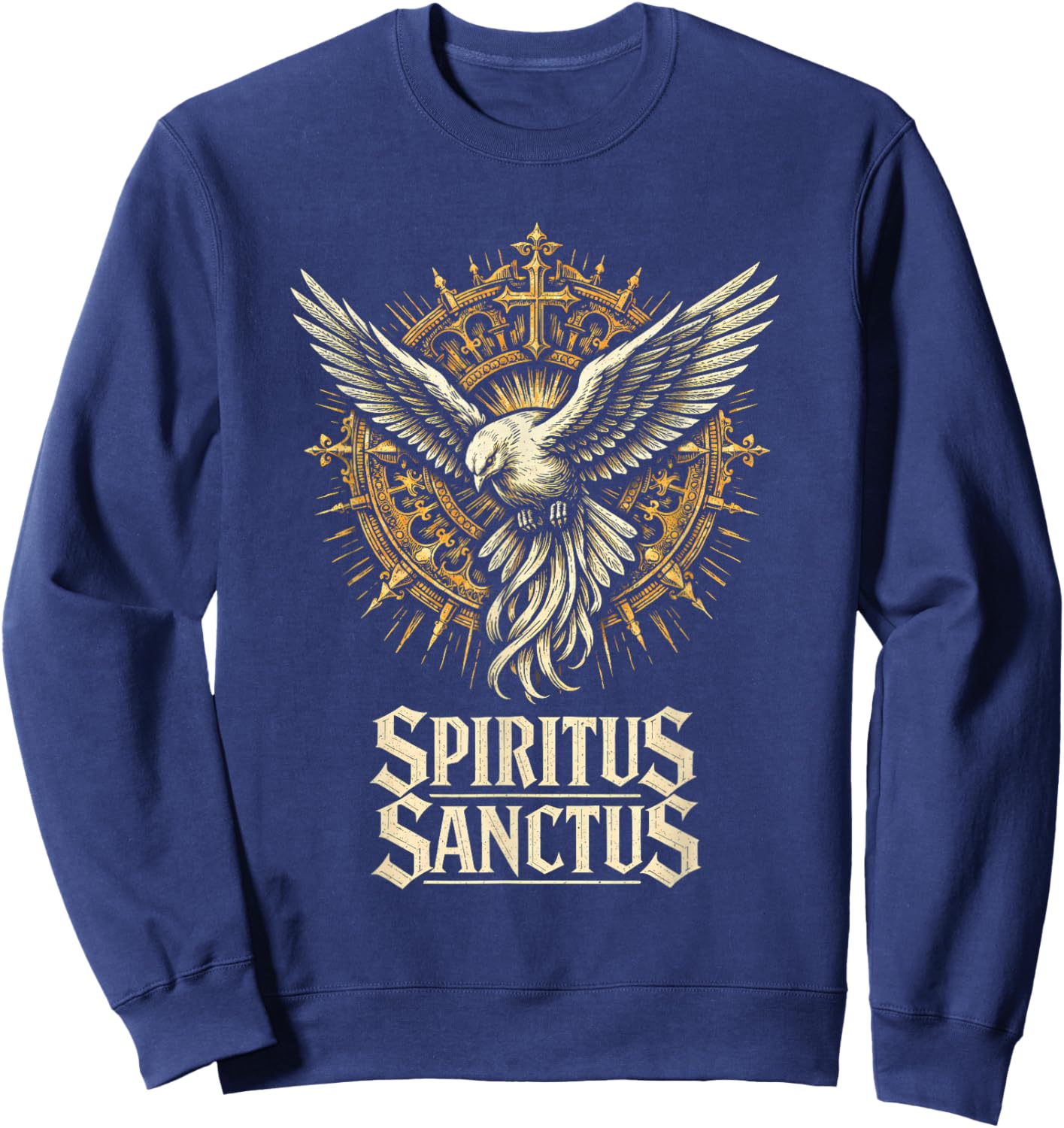 Holy Spirit Latin Catholic Dove Sweatshirt - Sweatshirt | Navy