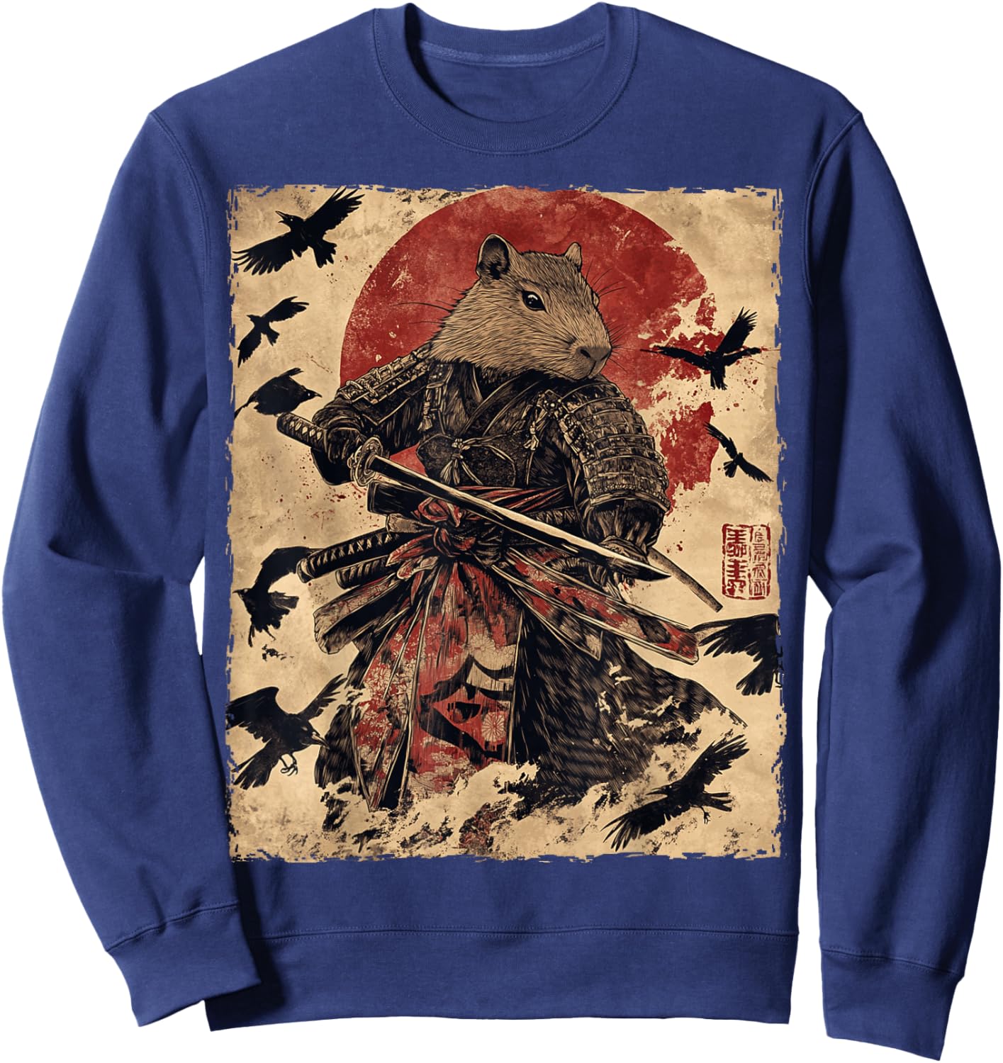 Capybara Samurai Graphic Japanese Warrior Anime Sweatshirt - Sweatshirt | Navy