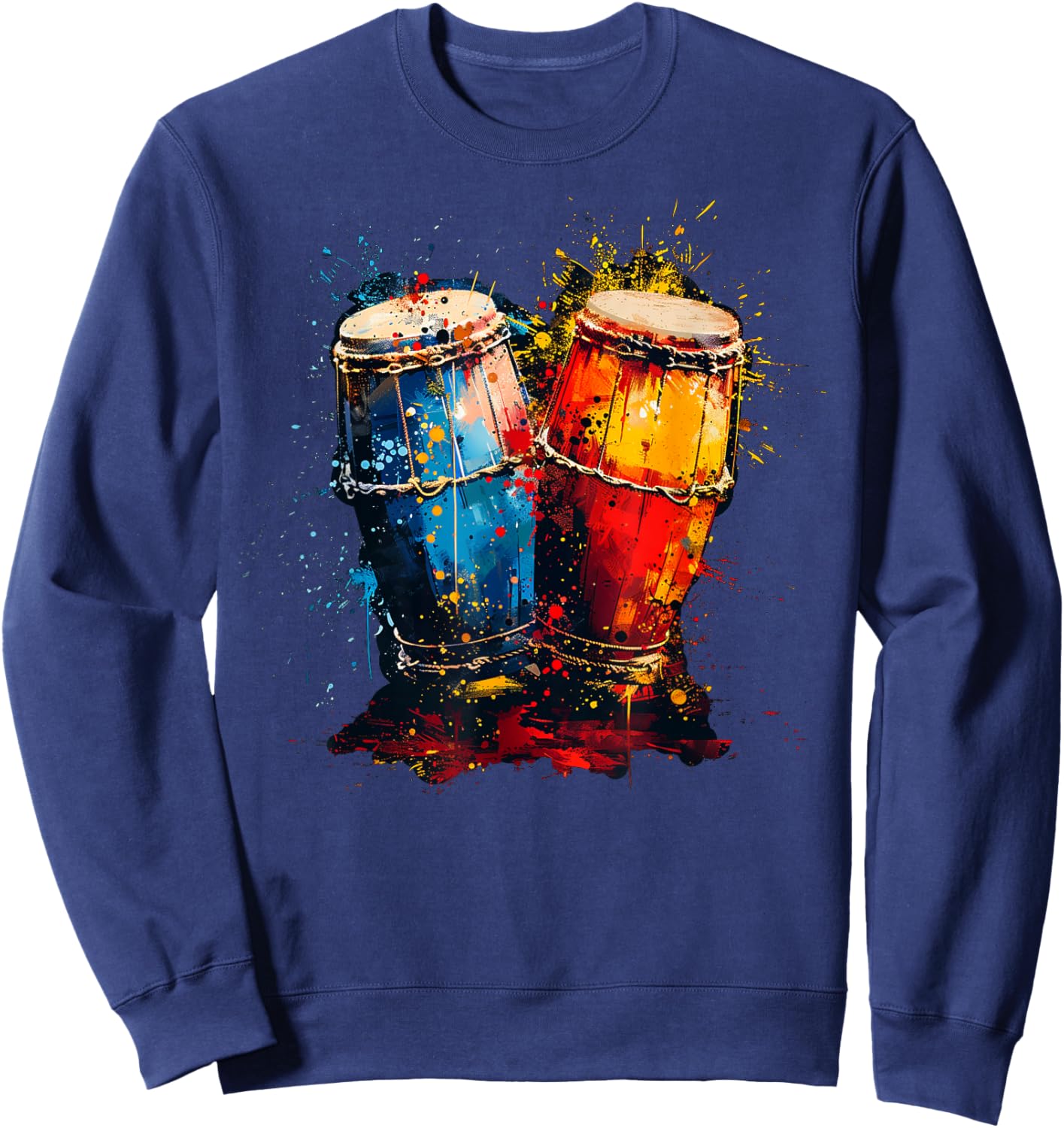 Artistic Colorful Pop Art painted Congas Sweatshirt - Sweatshirt | Navy