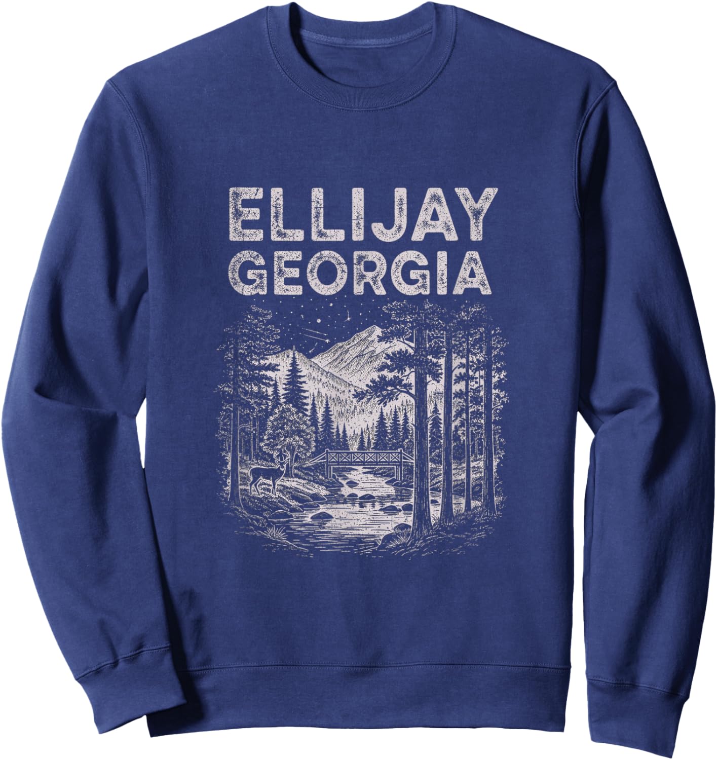 Vintage Ellijay Georgia Drawing Art Design Sweatshirt - Sweatshirt | Navy