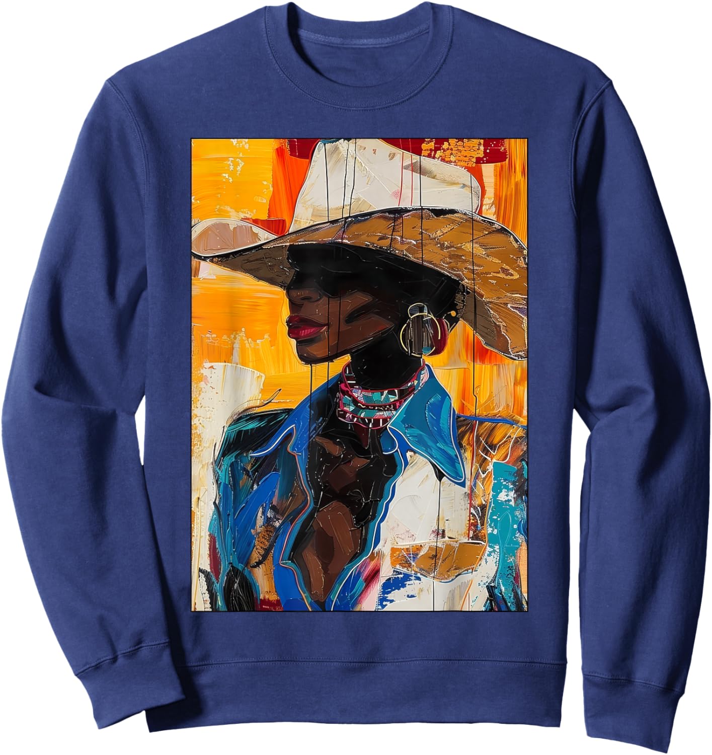 Black Cowgirl African American Melanin Western Rodeo Cowboy Sweatshirt - Sweatshirt | Navy