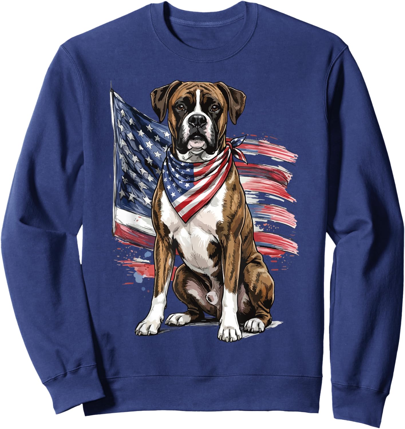 Boxer 4th of July Patriotic Dog Sweatshirt - Sweatshirt | Navy