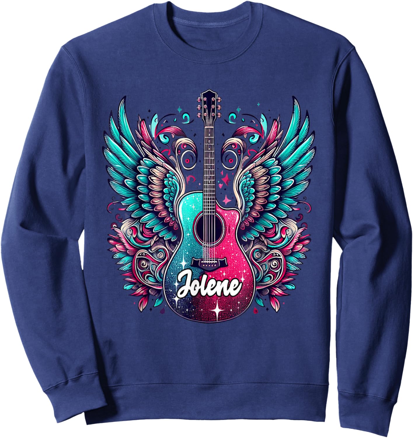 Girl Retro Jolene First Name Personalized Groovy 80's Sweatshirt - Sweatshirt | Navy
