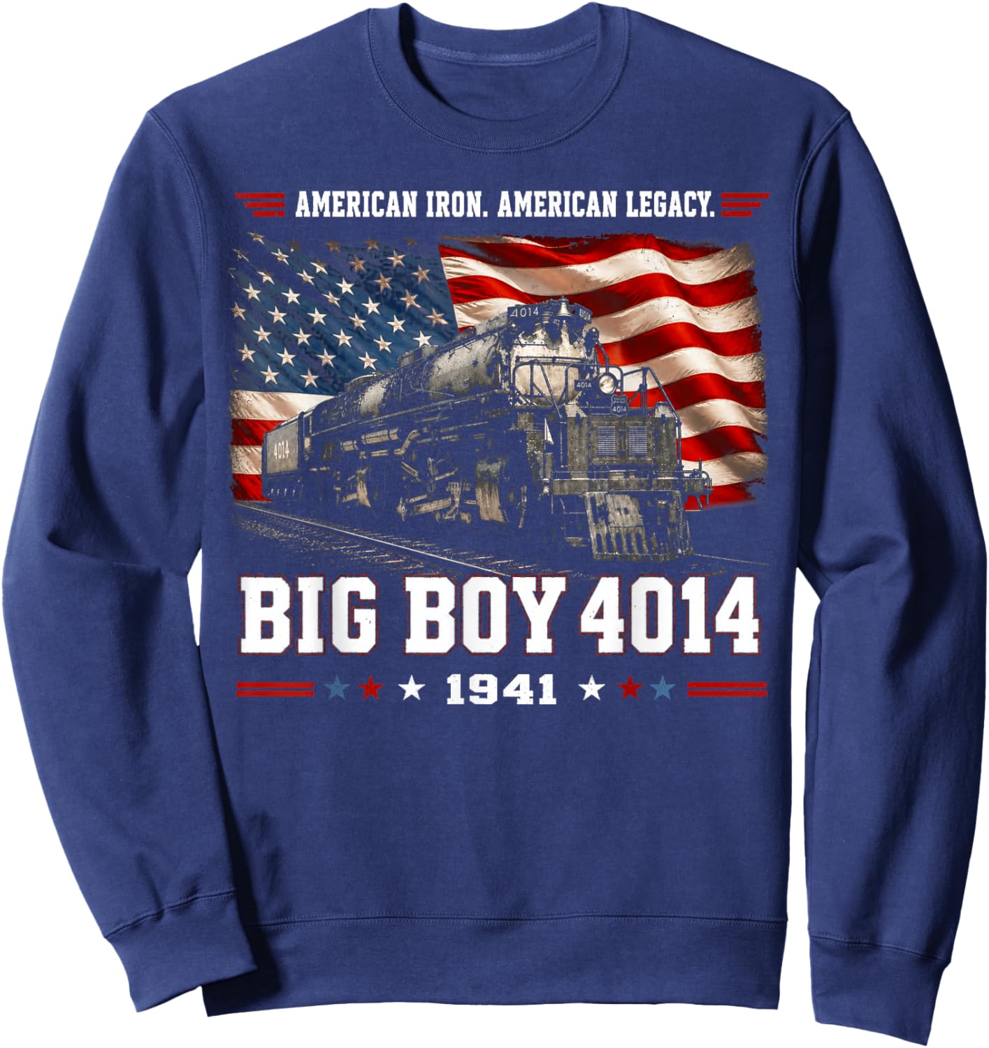 Big Boy 4014 Vintage Steam Locomotive Railroad Train Engine Sweatshirt - Sweatshirt | Navy